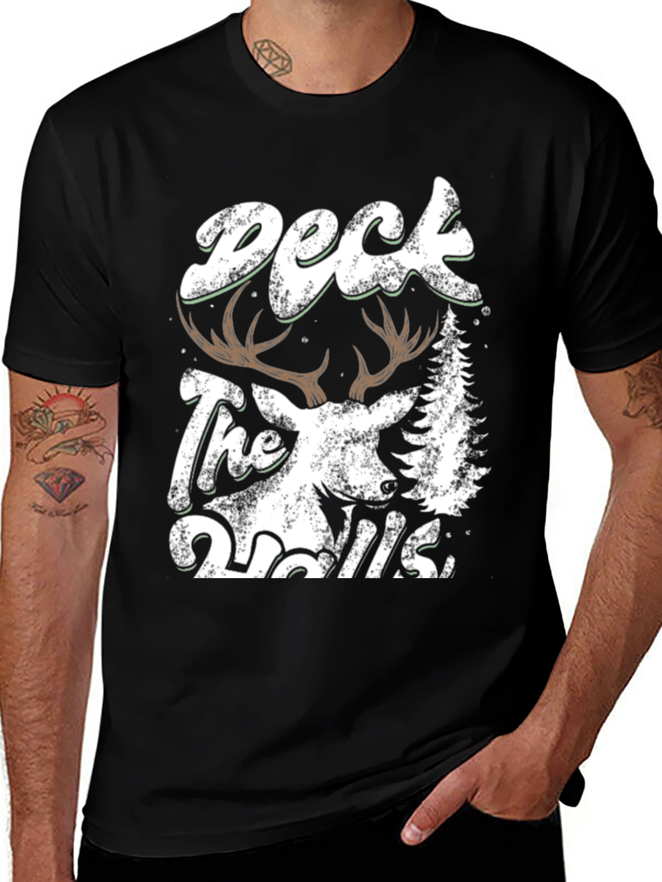 Deck the Halls Deer Graphic T-Shirt