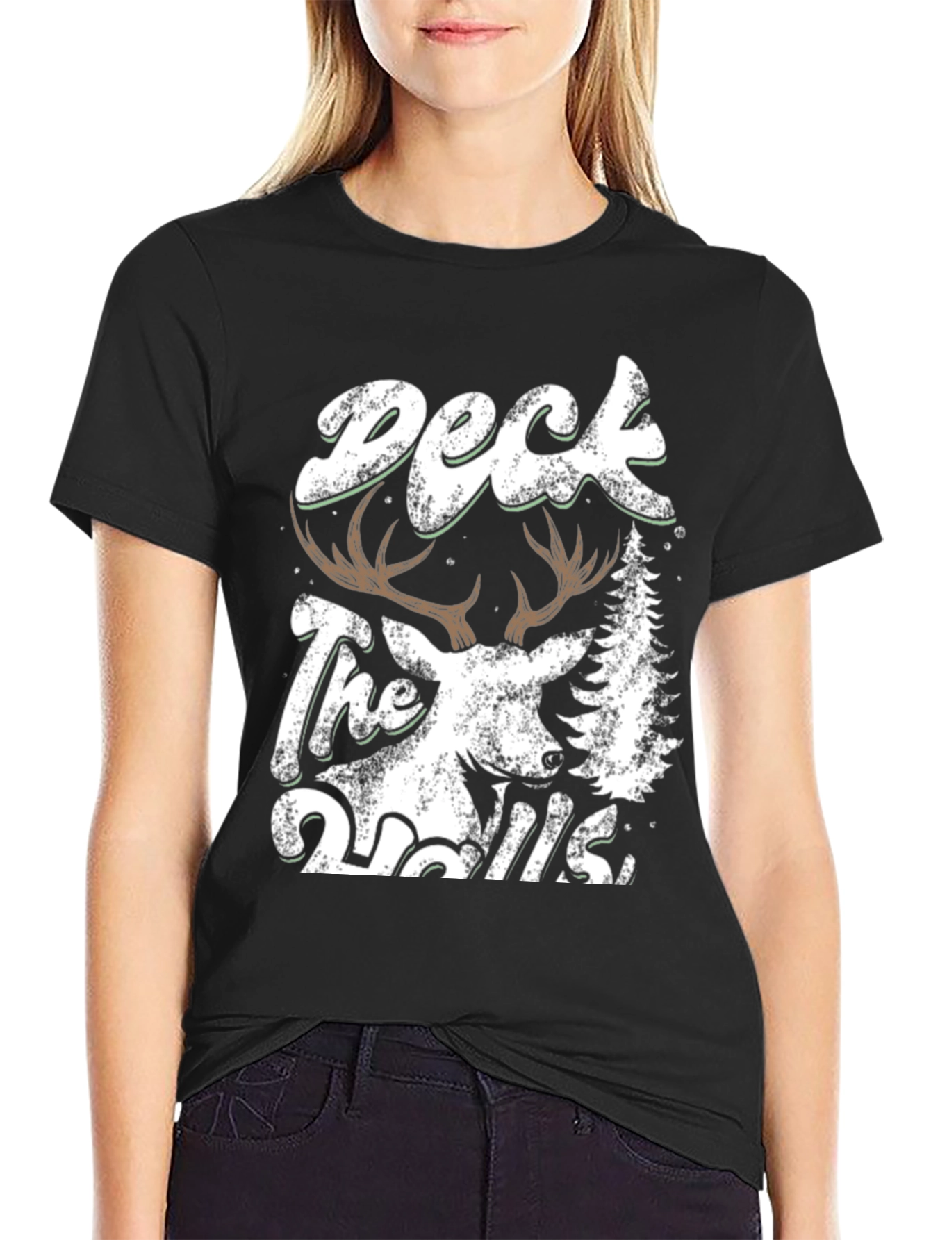 Deck the Halls Deer Graphic T-Shirt
