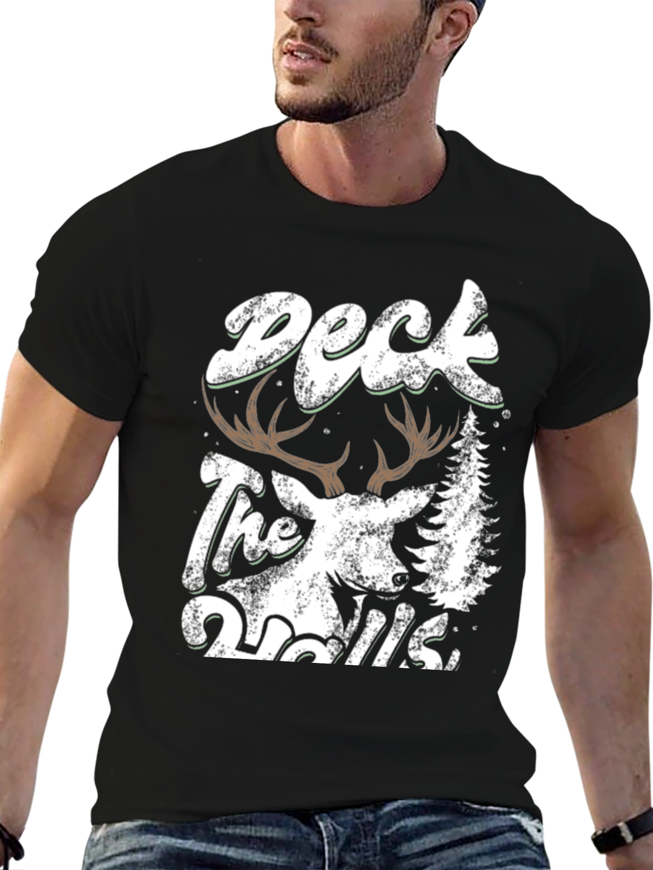 Deck the Halls Deer Graphic T-Shirt