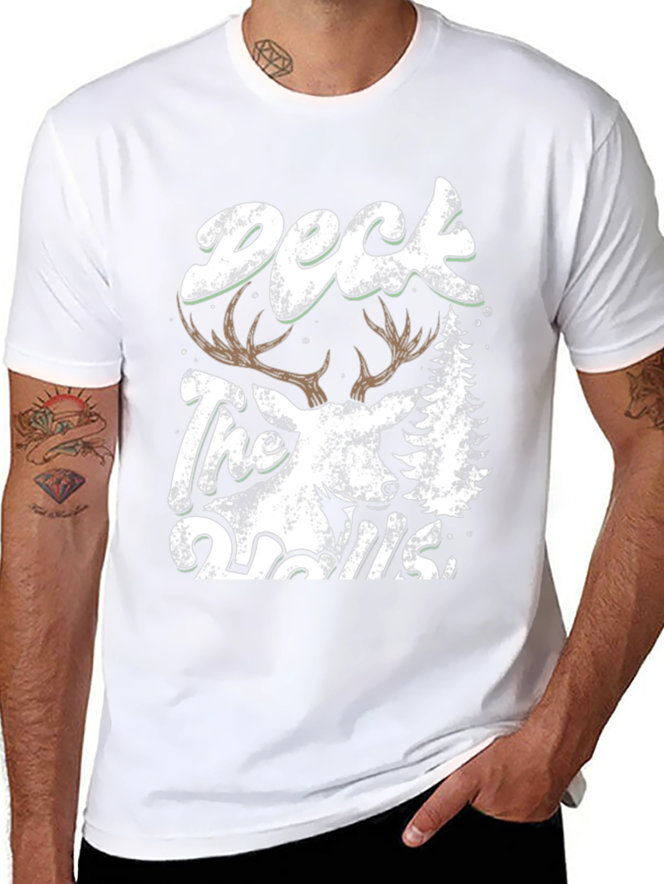 Deck the Halls Deer Graphic T-Shirt