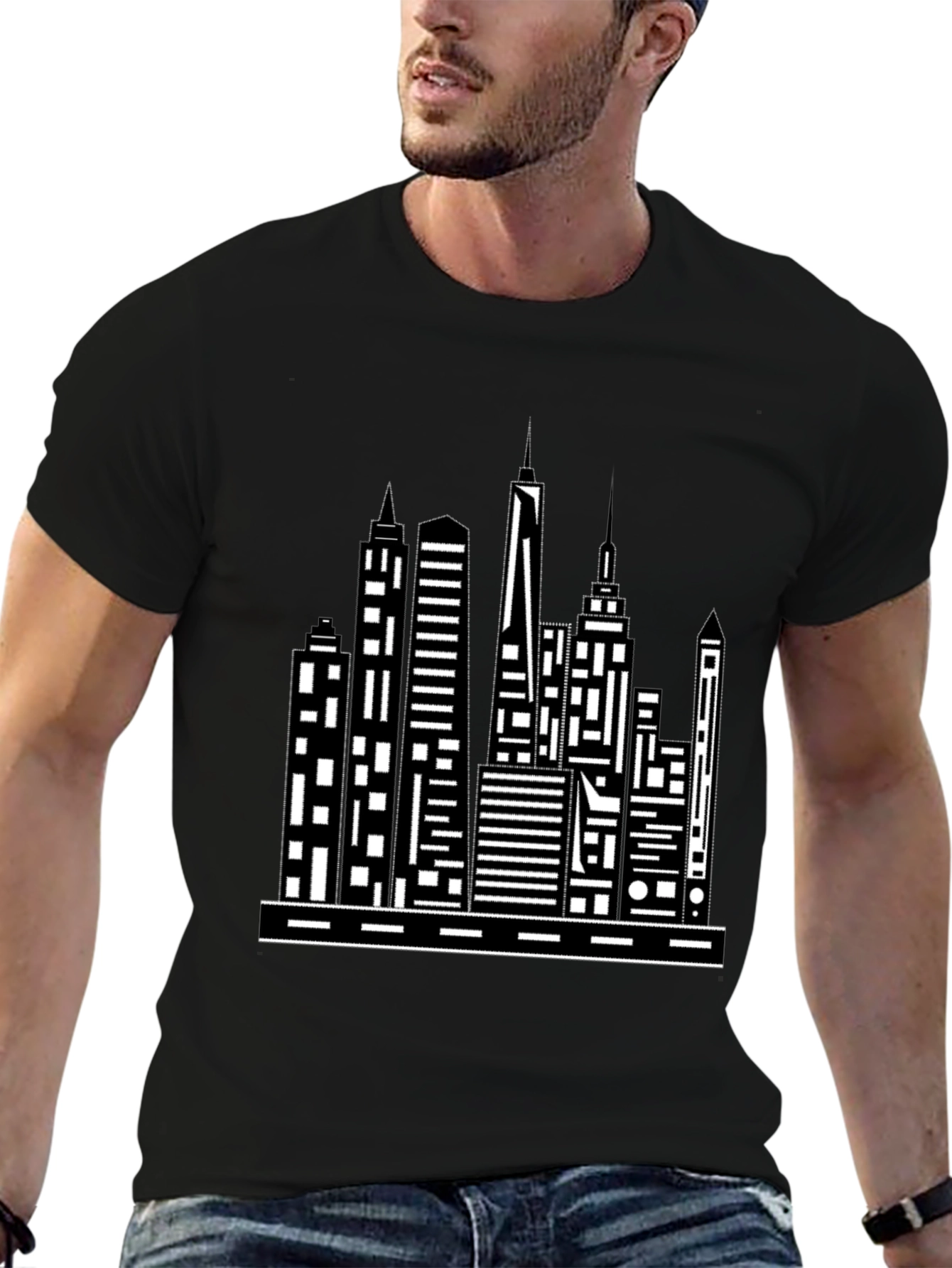 Cityscape Graphic Tee - Modern Black T-Shirt