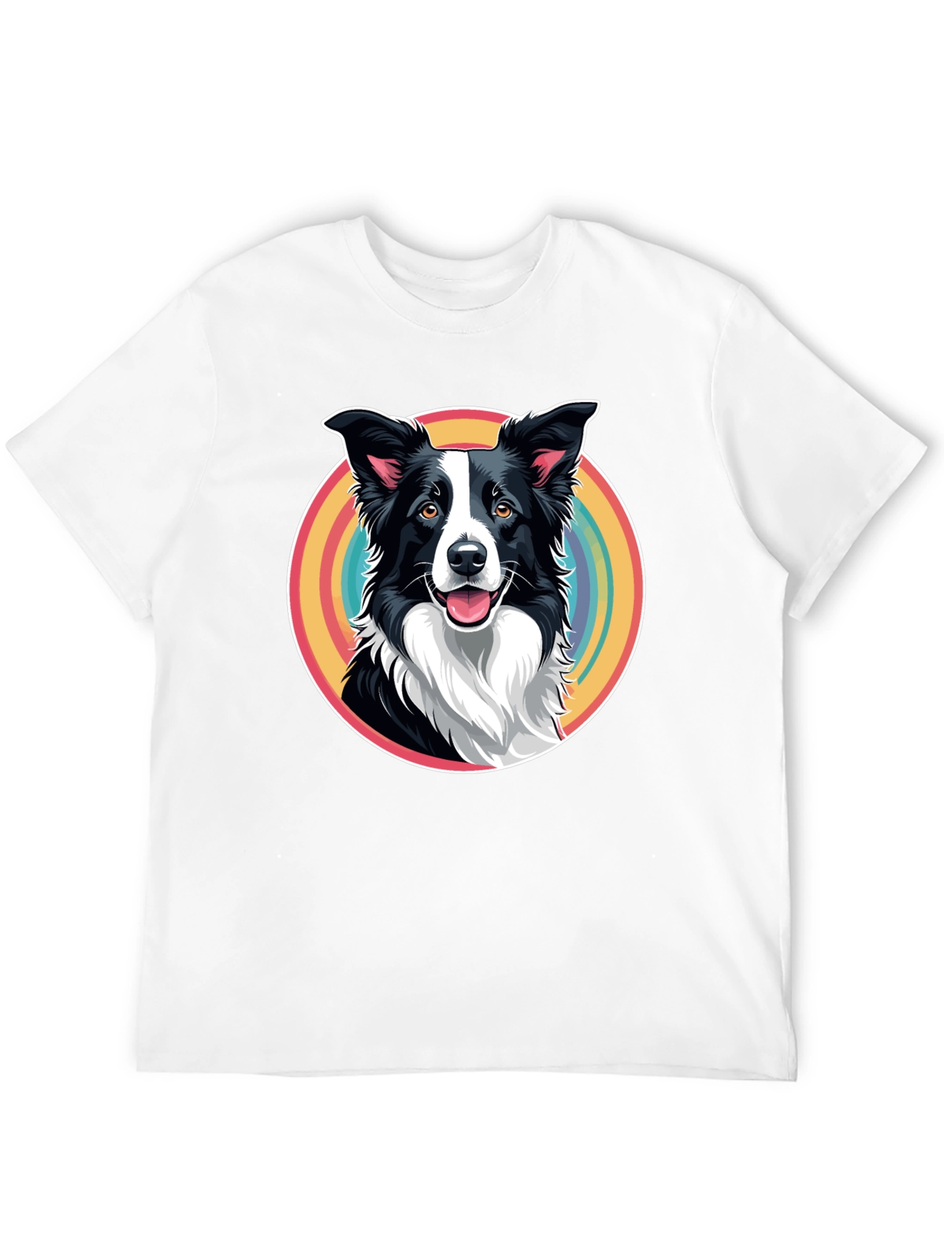 Border Collie Rainbow Circle Graphic T-Shirt