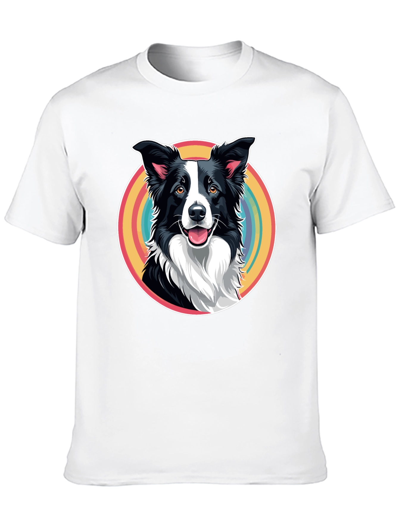 Border Collie Rainbow Circle Graphic T-Shirt