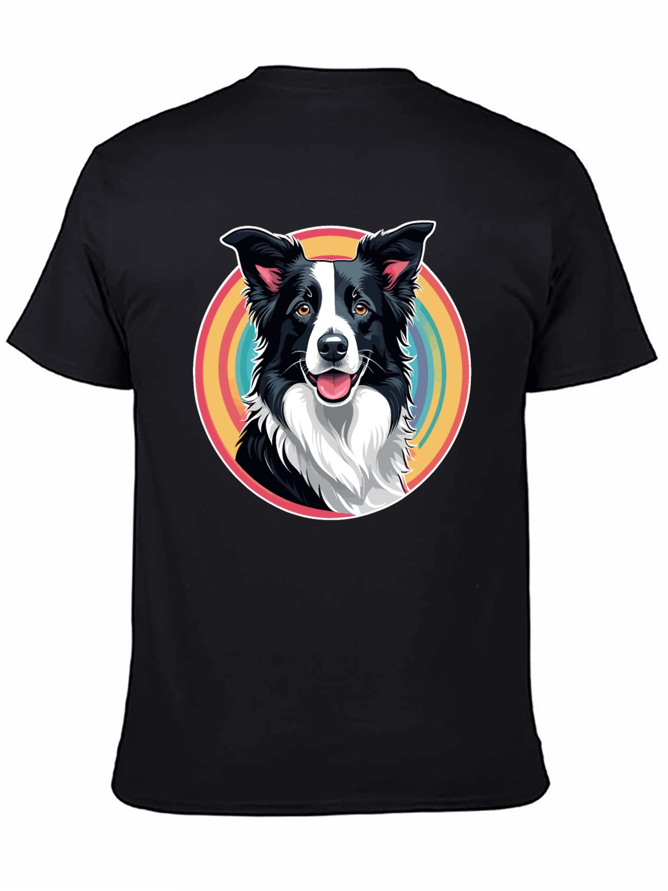Border Collie Rainbow Circle Graphic T-Shirt