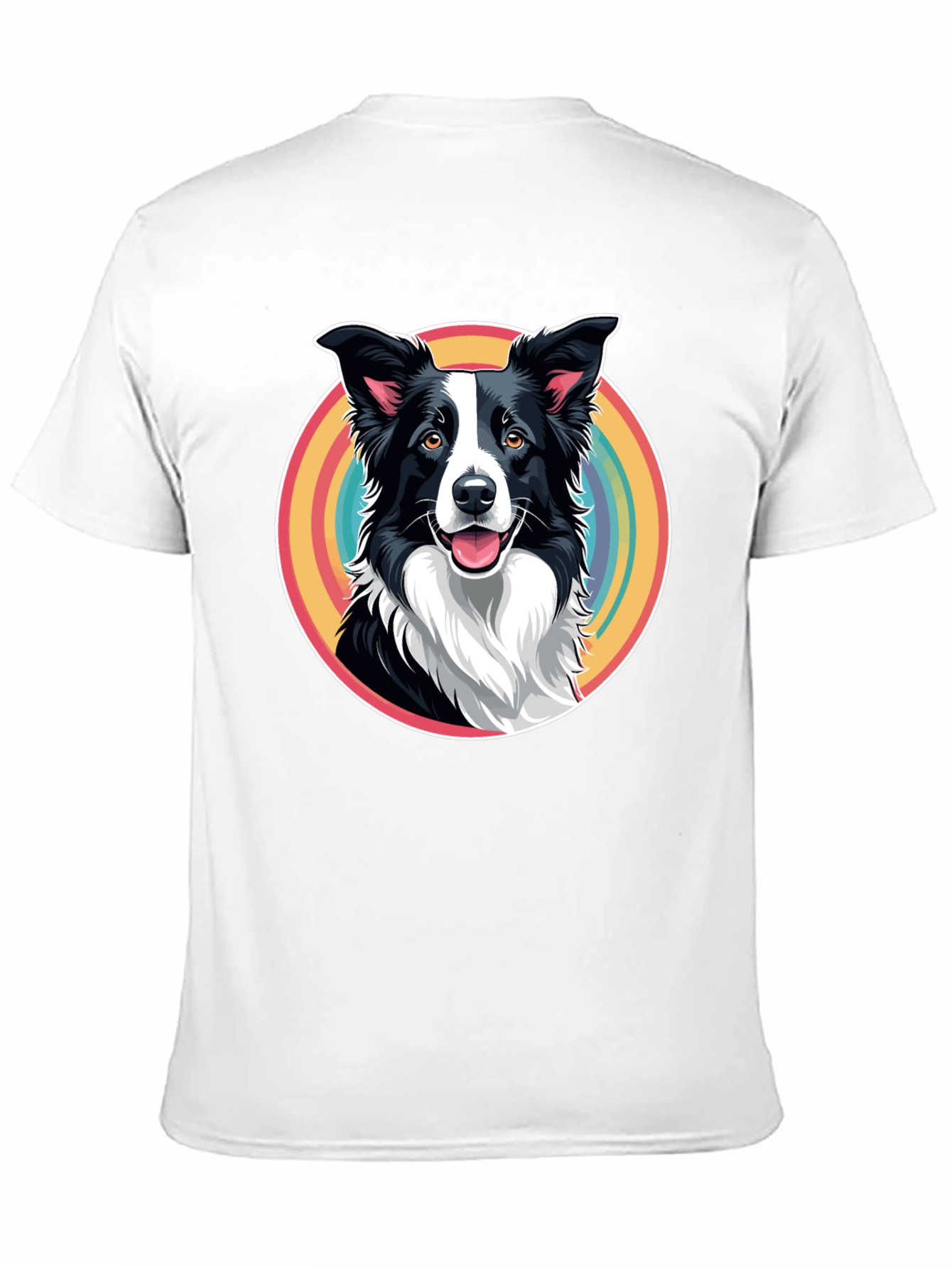Border Collie Rainbow Circle Graphic T-Shirt