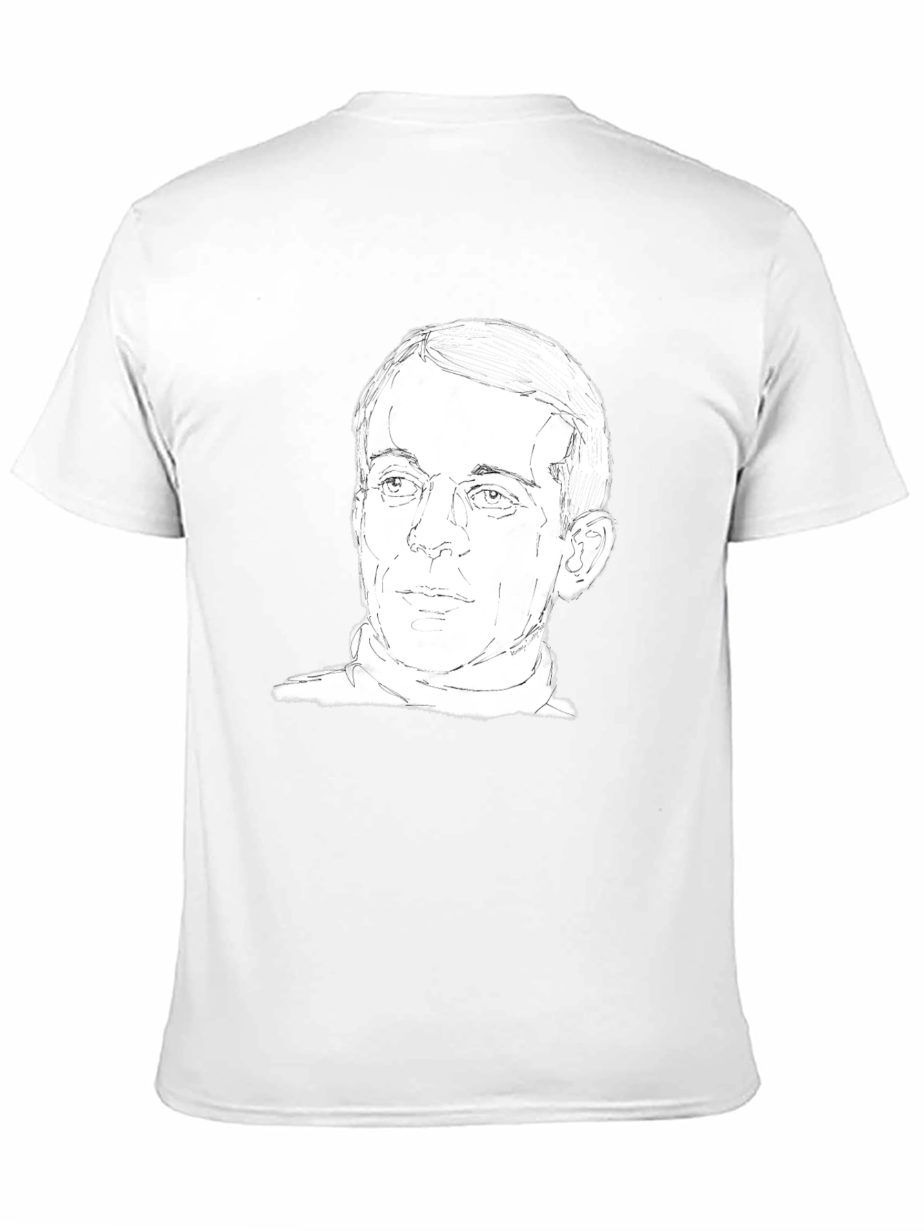 Mens Black T-Shirt with Face Sketch