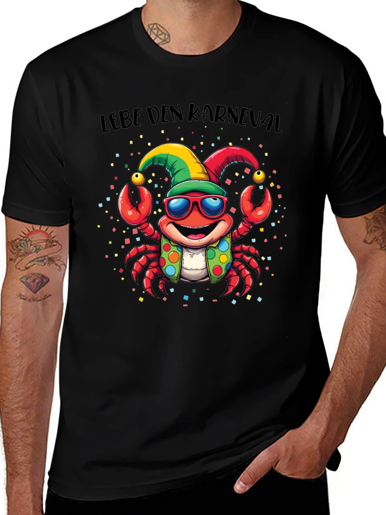 Lebe Den Karneval T-Shirt - Crab with Glasses