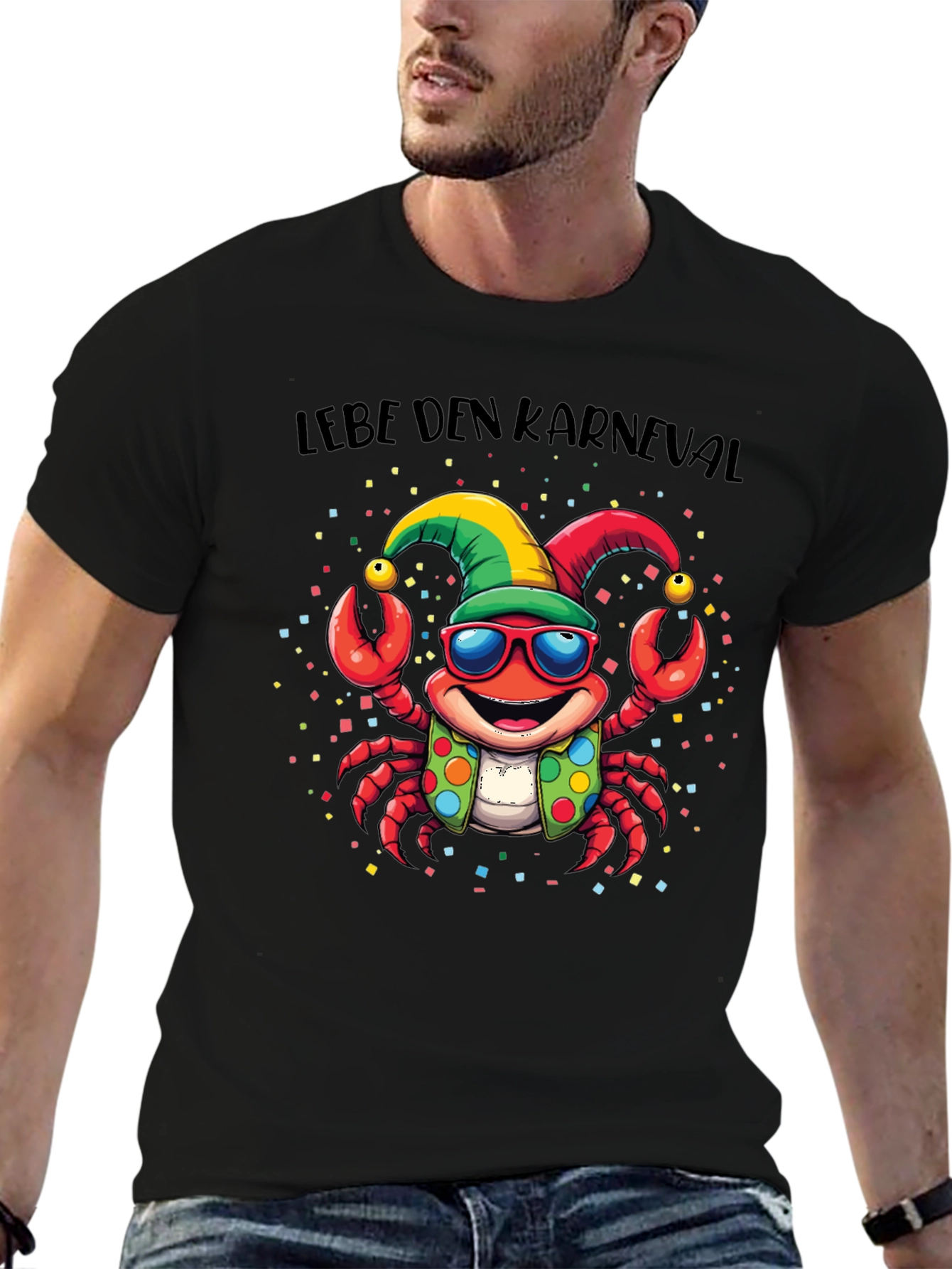 Lebe Den Karneval T-Shirt - Crab with Glasses