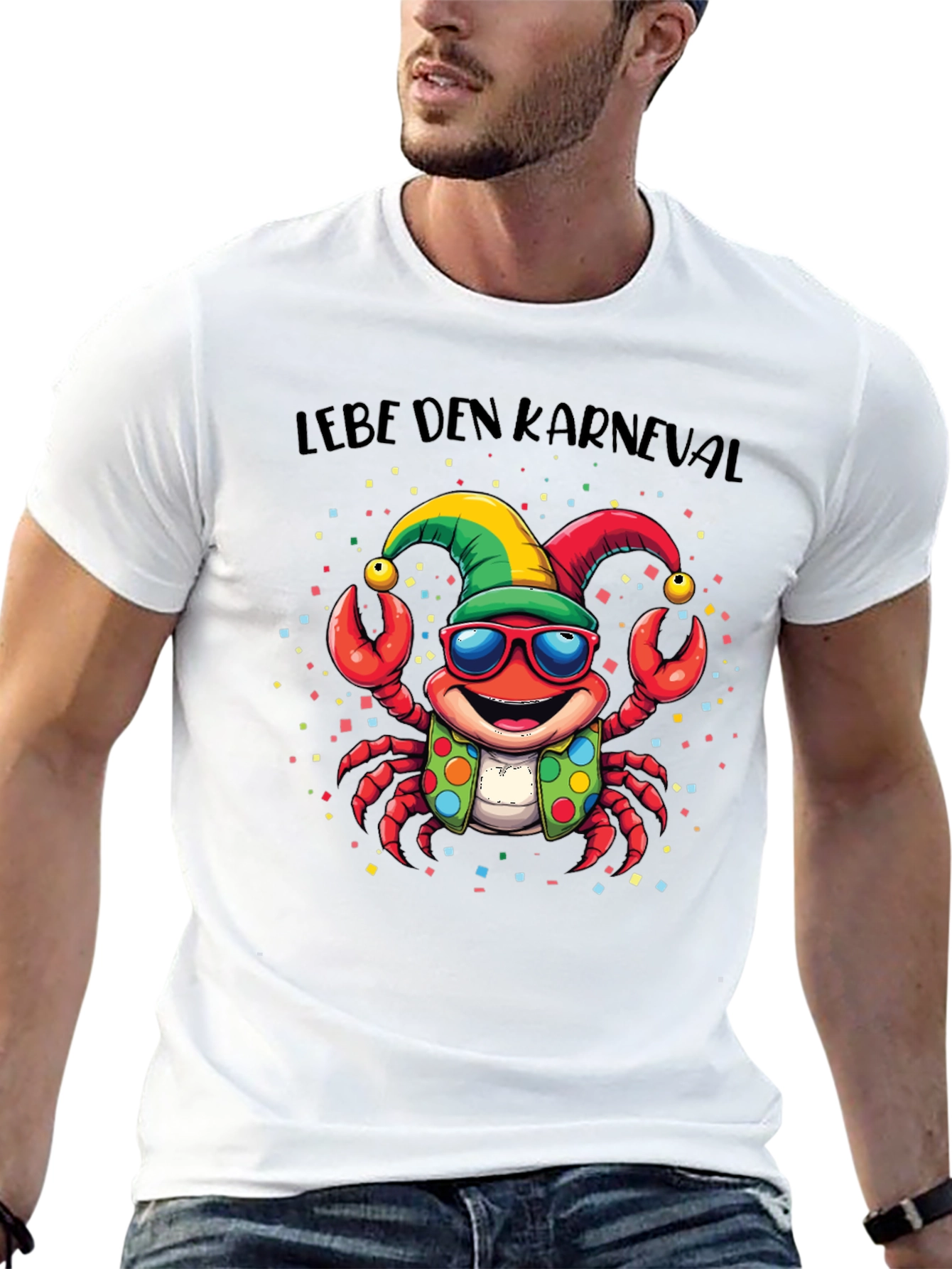Lebe Den Karneval T-Shirt - Crab with Glasses