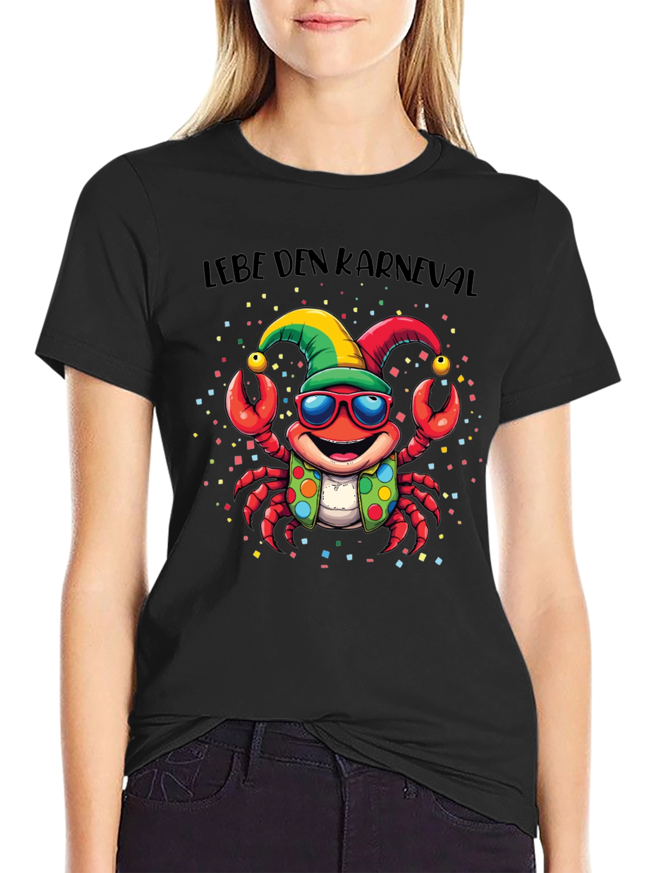 Lebe Den Karneval T-Shirt - Crab with Glasses
