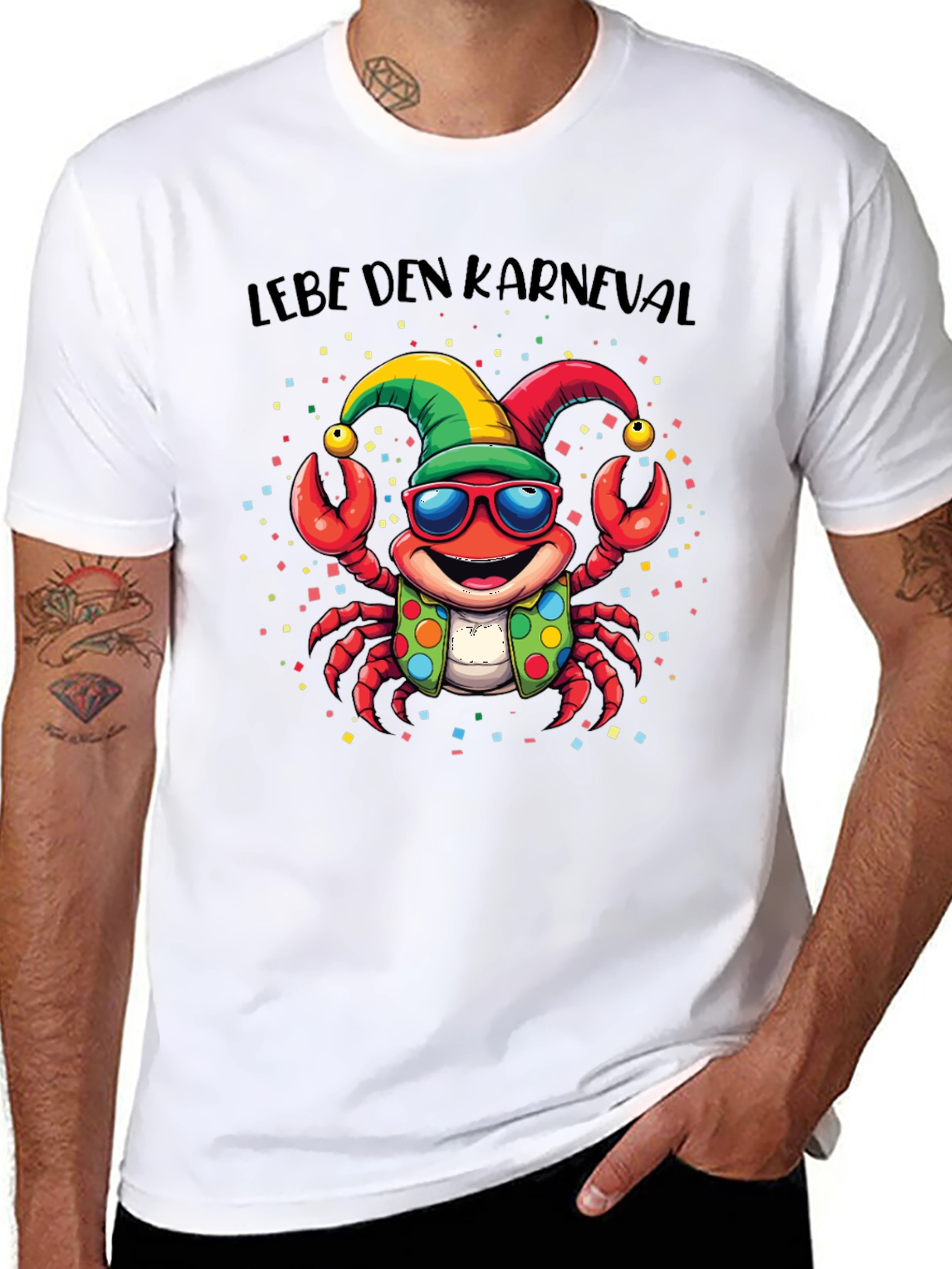 Lebe Den Karneval T-Shirt - Crab with Glasses
