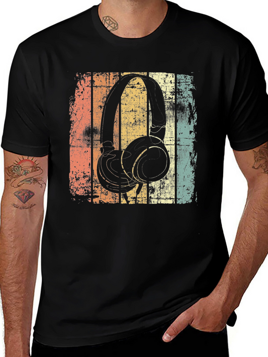 Retro Headphones Graphic T-Shirt - Vintage Style