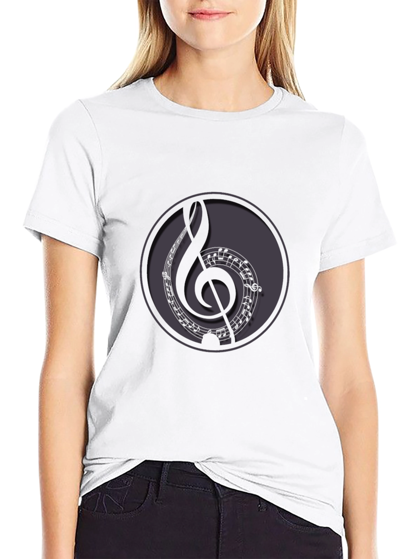 Music Treble Clef Graphic Black T-Shirt