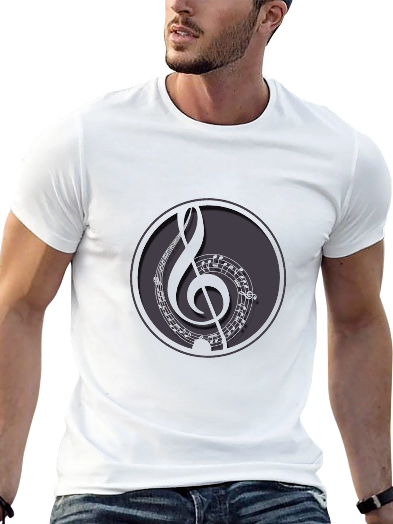 Music Treble Clef Graphic Black T-Shirt
