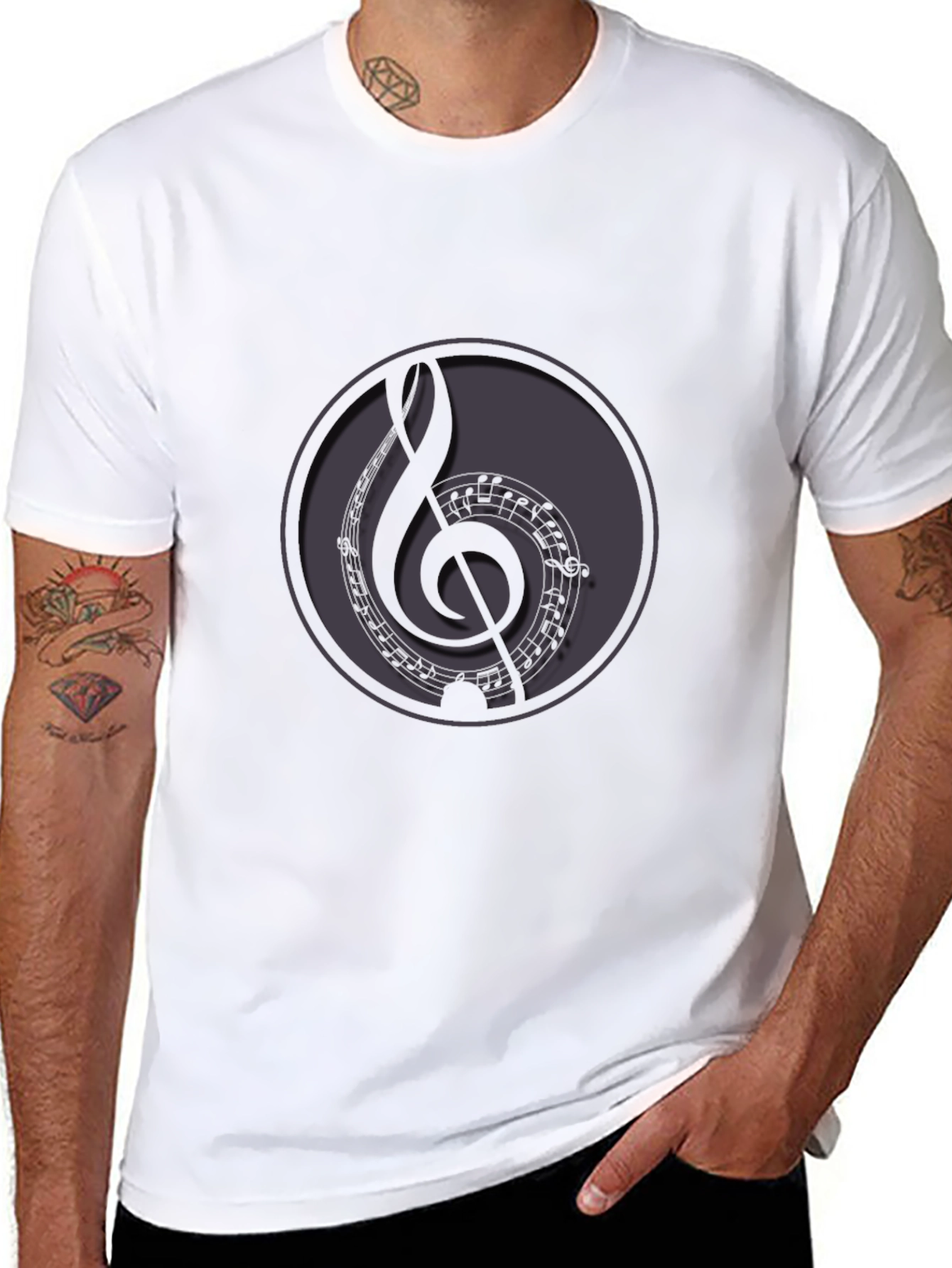Music Treble Clef Graphic Black T-Shirt
