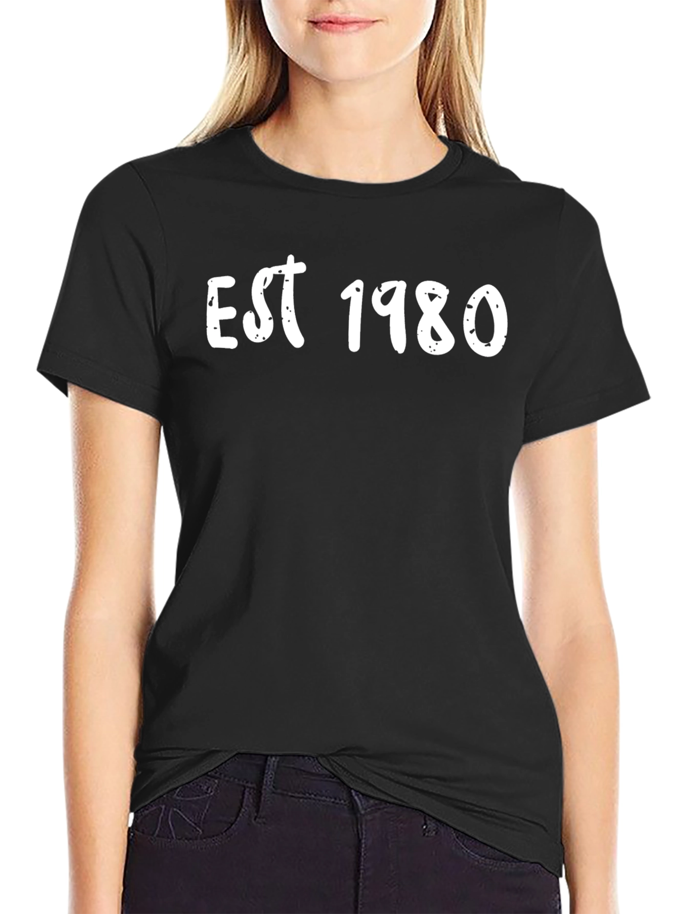 Est. 1980 Graphic T-Shirt - Black Casual Stylish