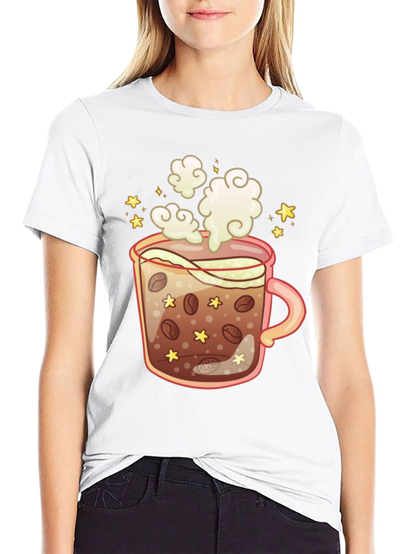 Coffee Cup Graphic Tee - Black Cotton T-Shirt