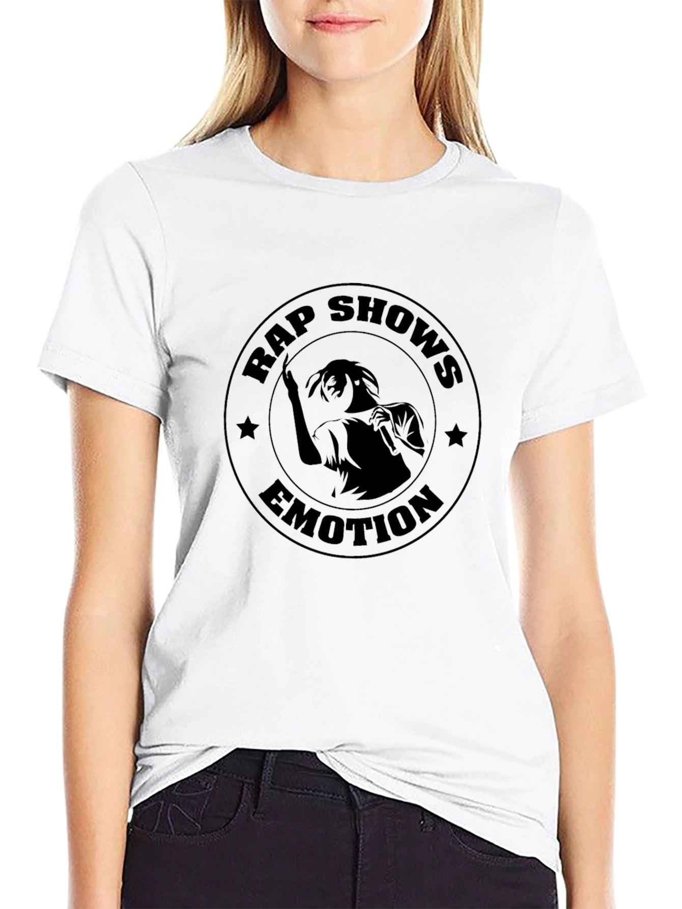Rap Shows Emotion Black Graphic Tee