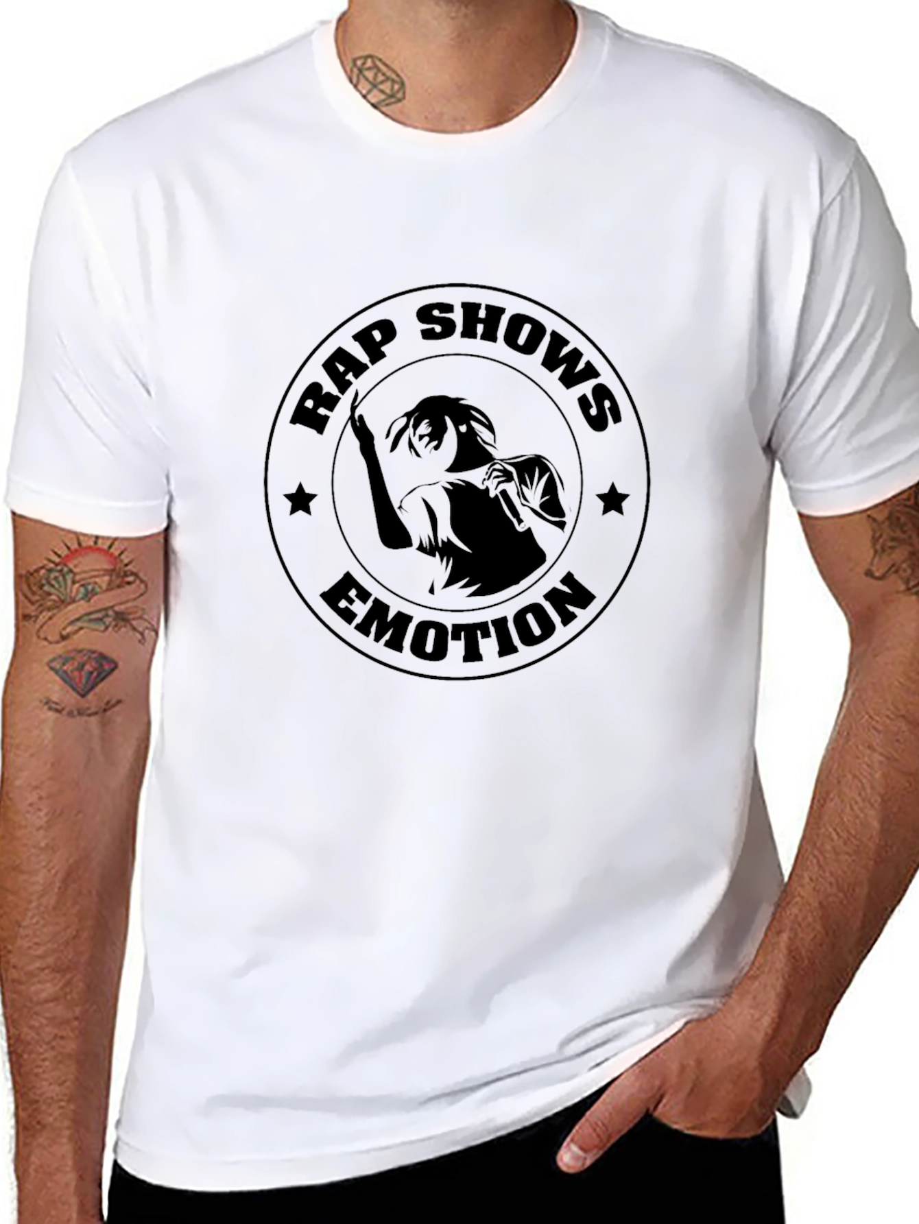 Rap Shows Emotion Black Graphic Tee