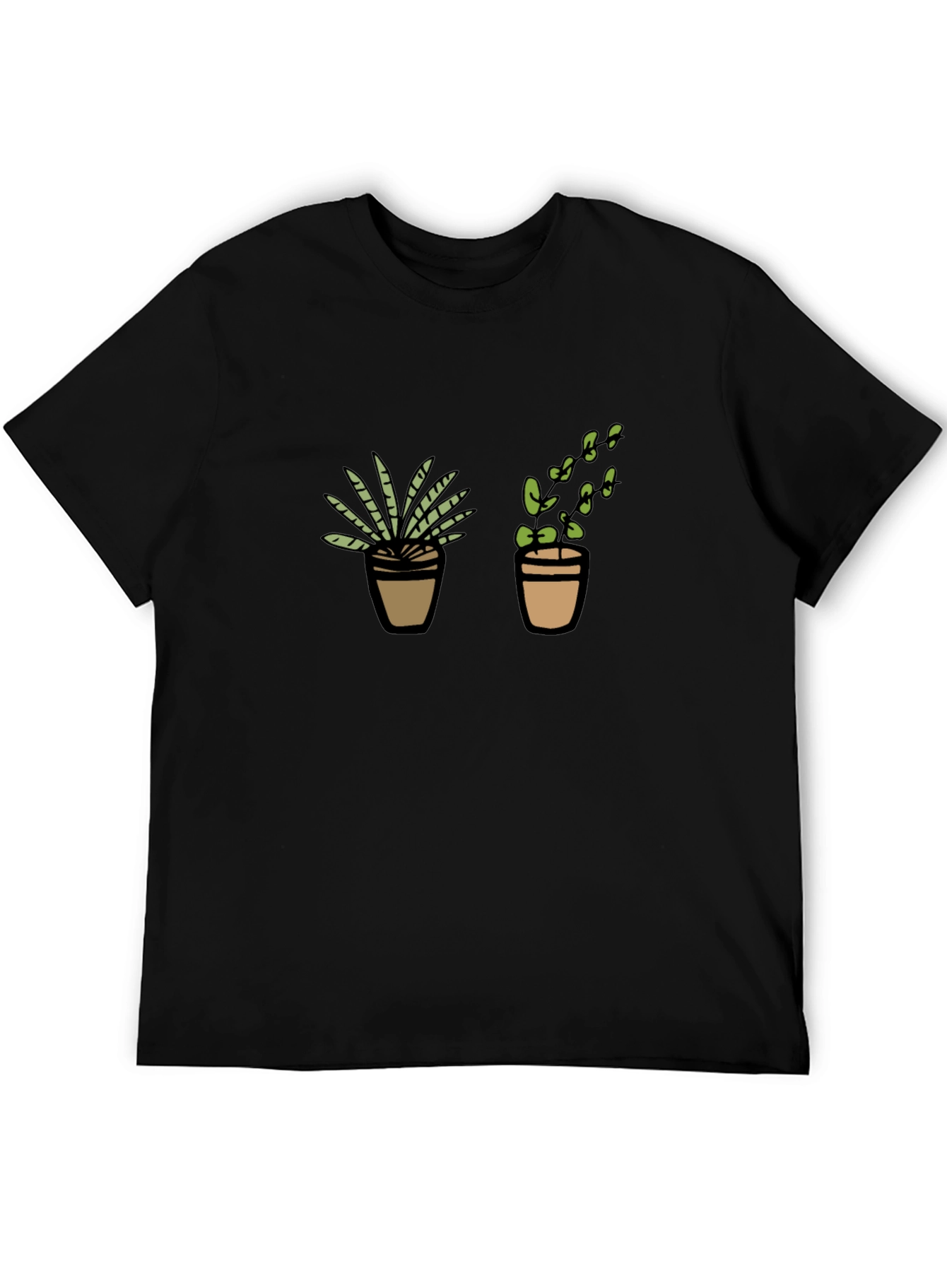 Potted Plant Graphic Tee - Black Cotton T-Shirt