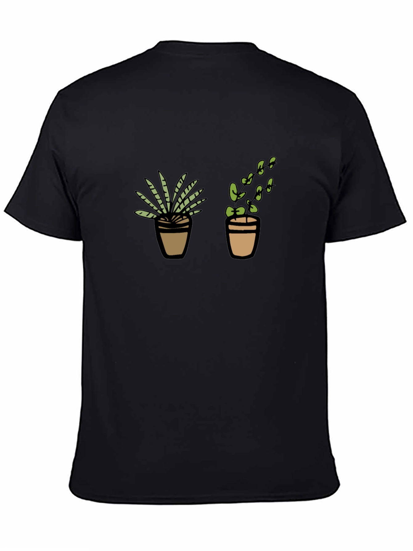 Potted Plant Graphic Tee - Black Cotton T-Shirt