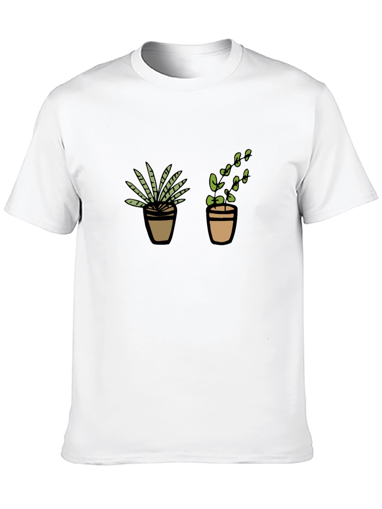 Potted Plant Graphic Tee - Black Cotton T-Shirt