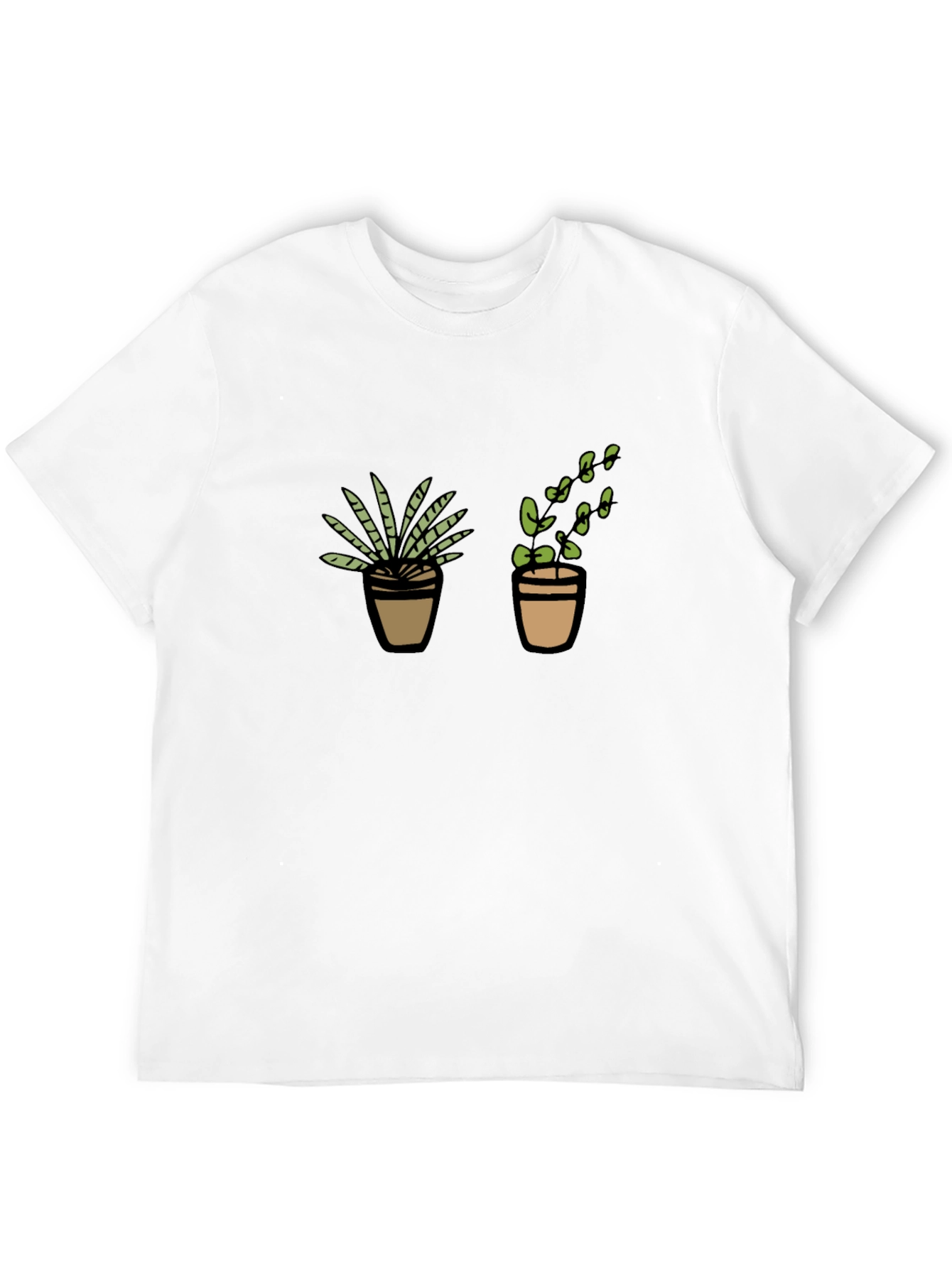Potted Plant Graphic Tee - Black Cotton T-Shirt