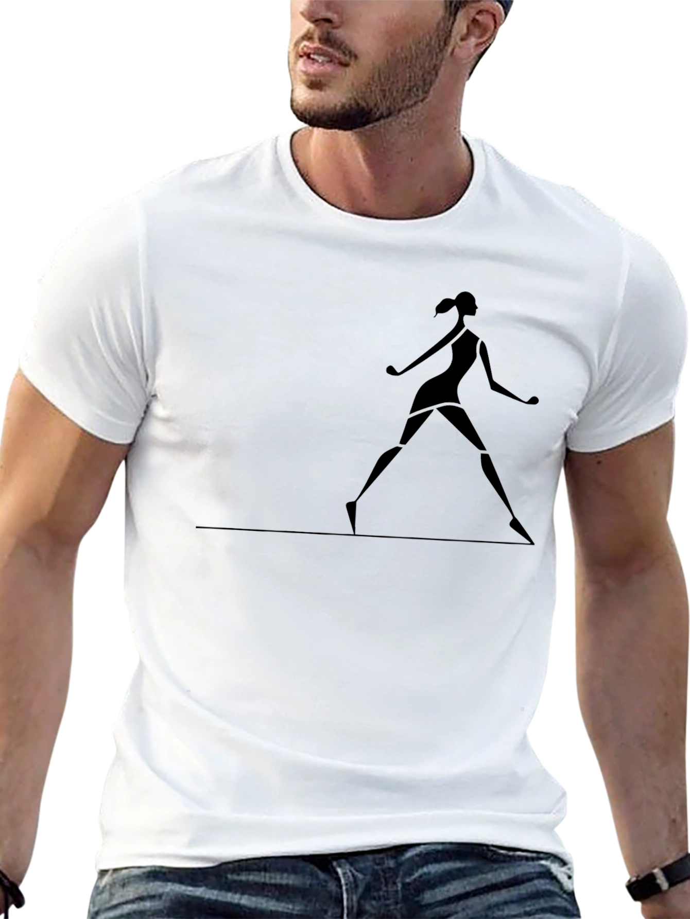 Silhouette Dancer Graphic Tee - Casual Black T-Shirt