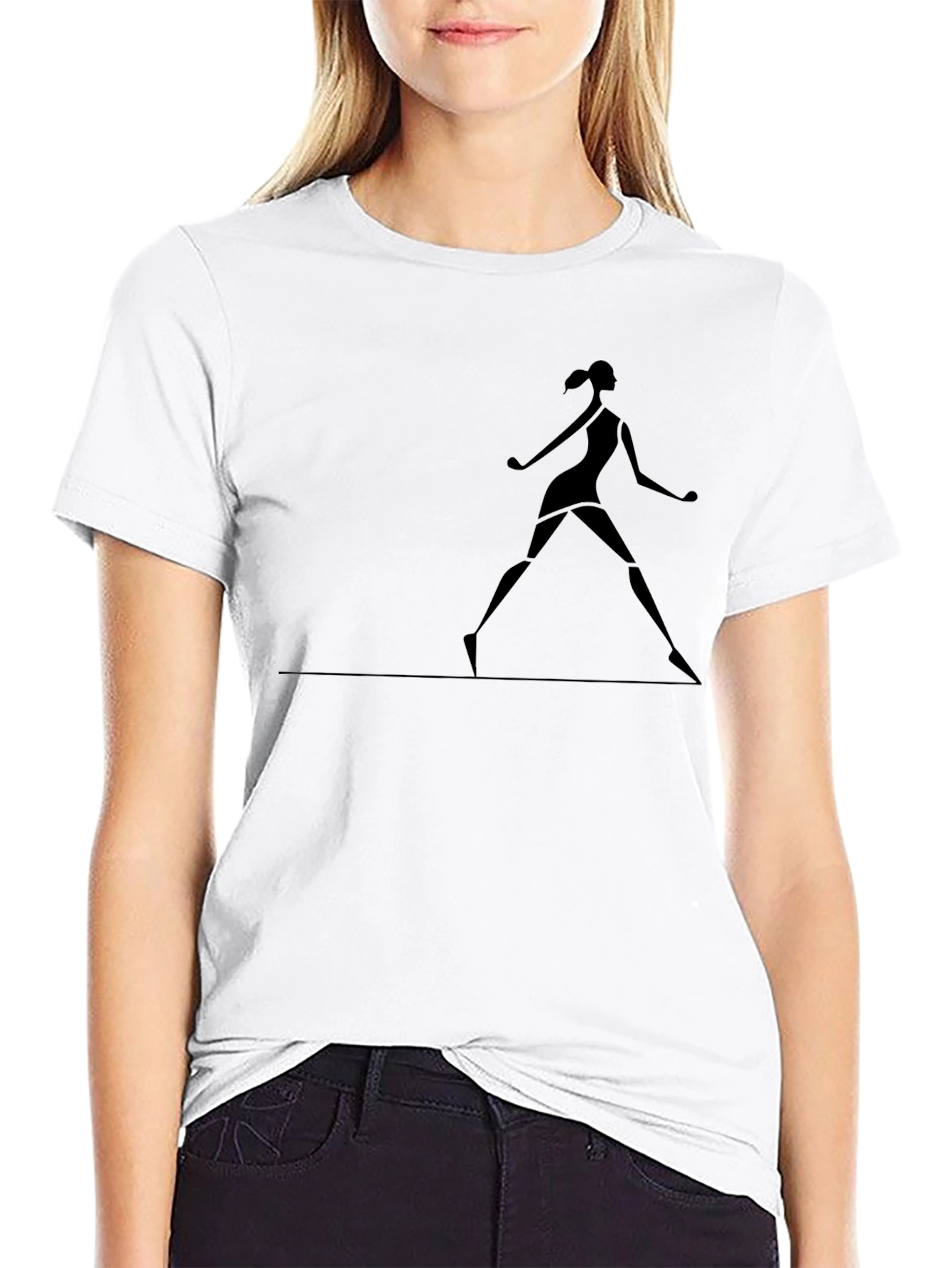 Silhouette Dancer Graphic Tee - Casual Black T-Shirt