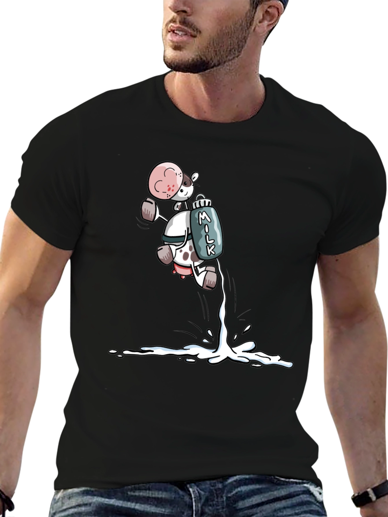 Cartoon Cow Milk T-Shirt