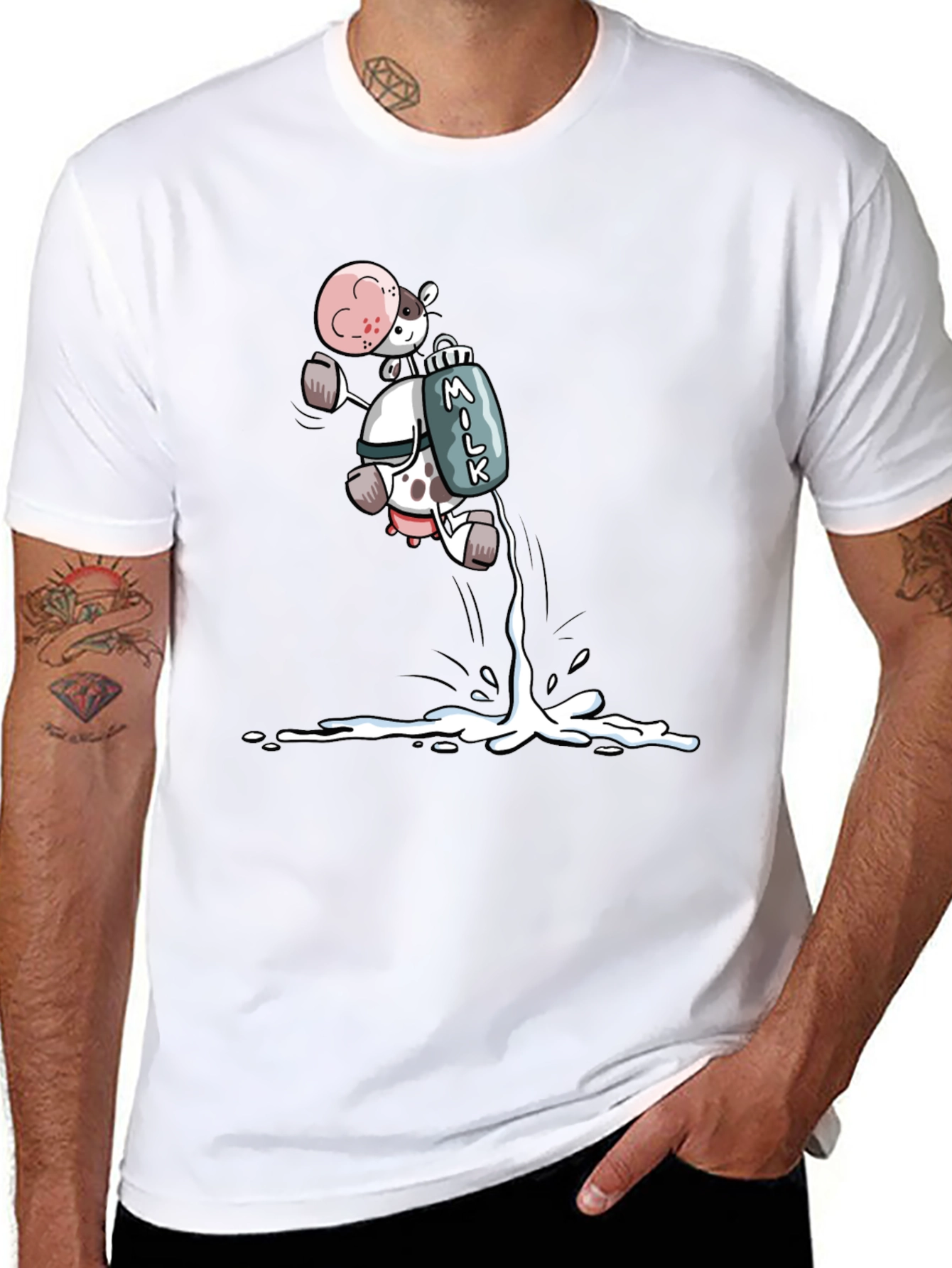 Cartoon Cow Milk T-Shirt