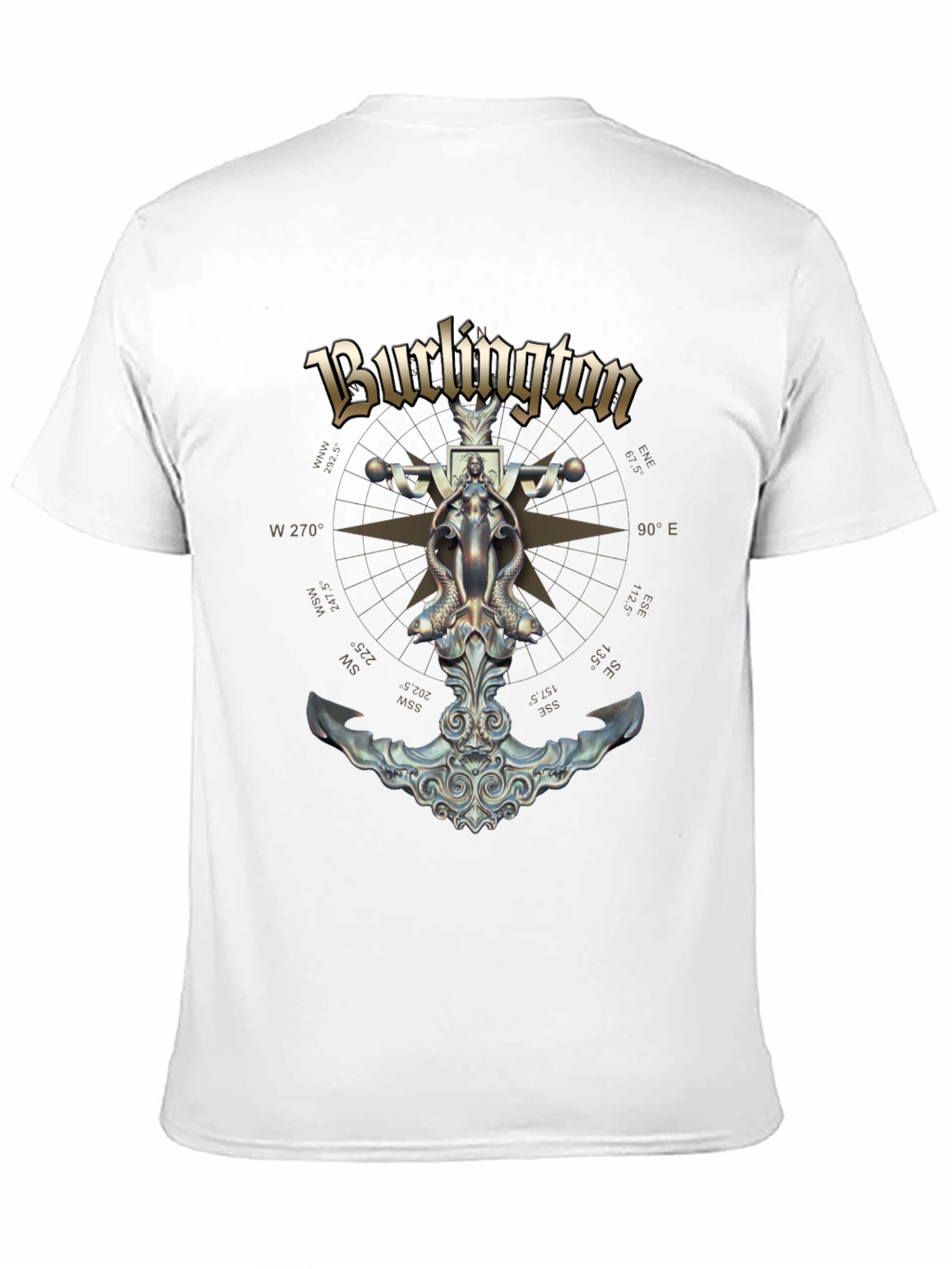 Burlington Nautical Compass Anchor Black T-Shirt