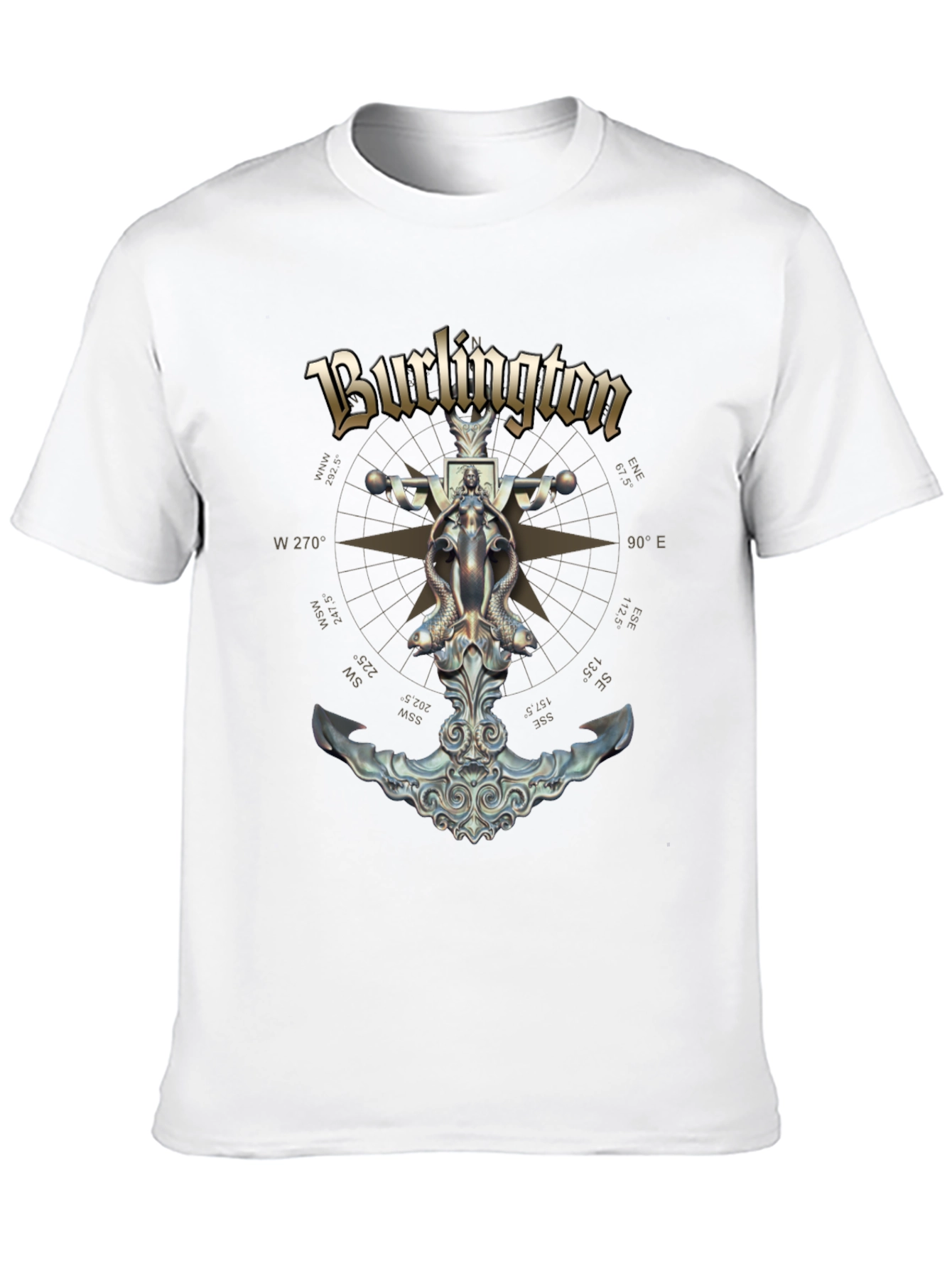 Burlington Nautical Compass Anchor Black T-Shirt