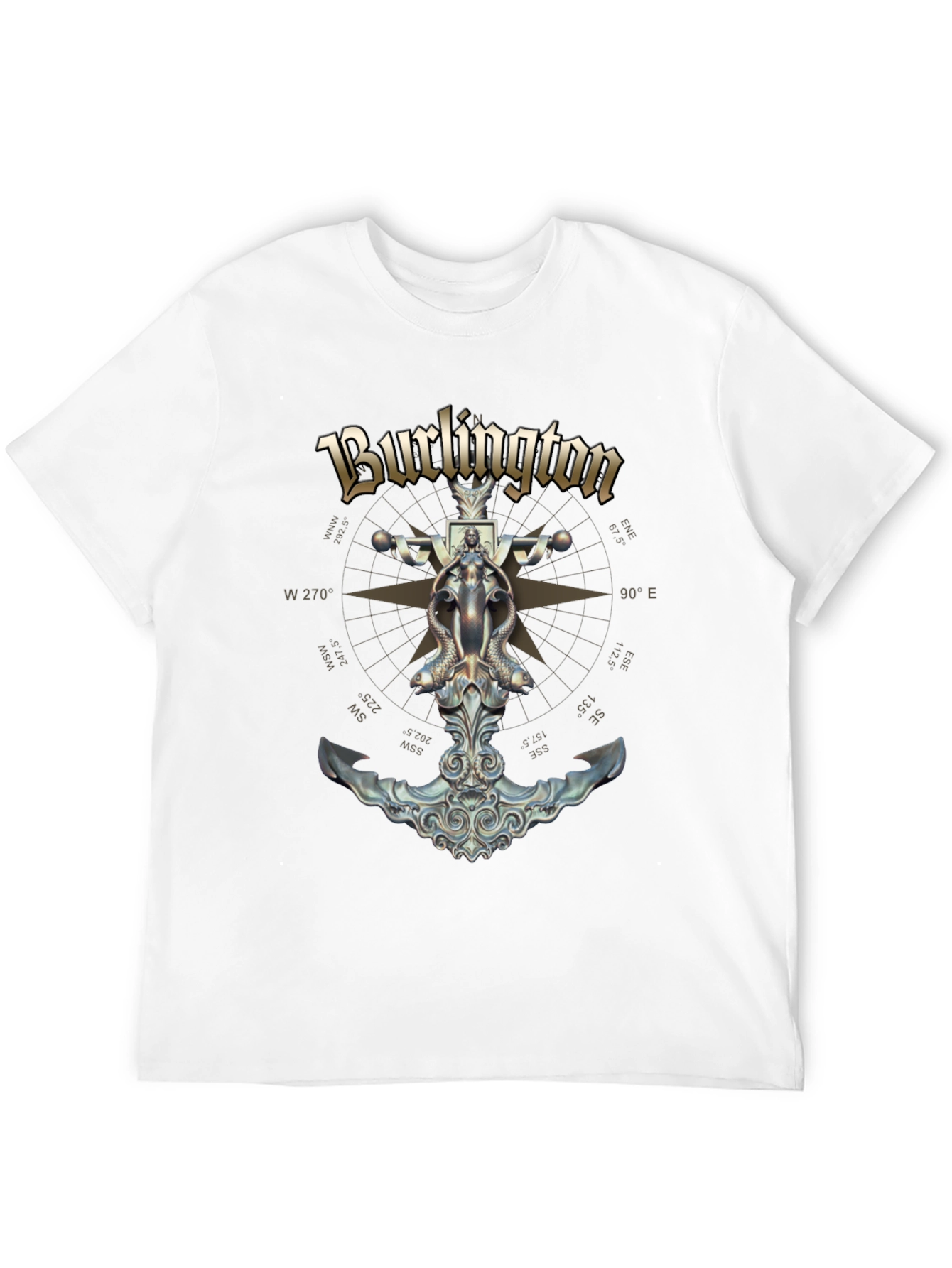 Burlington Nautical Compass Anchor Black T-Shirt