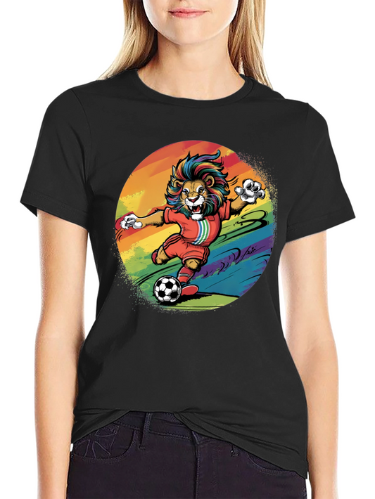 Rainbow Lion Soccer T-Shirt - Unique Graphic Tee