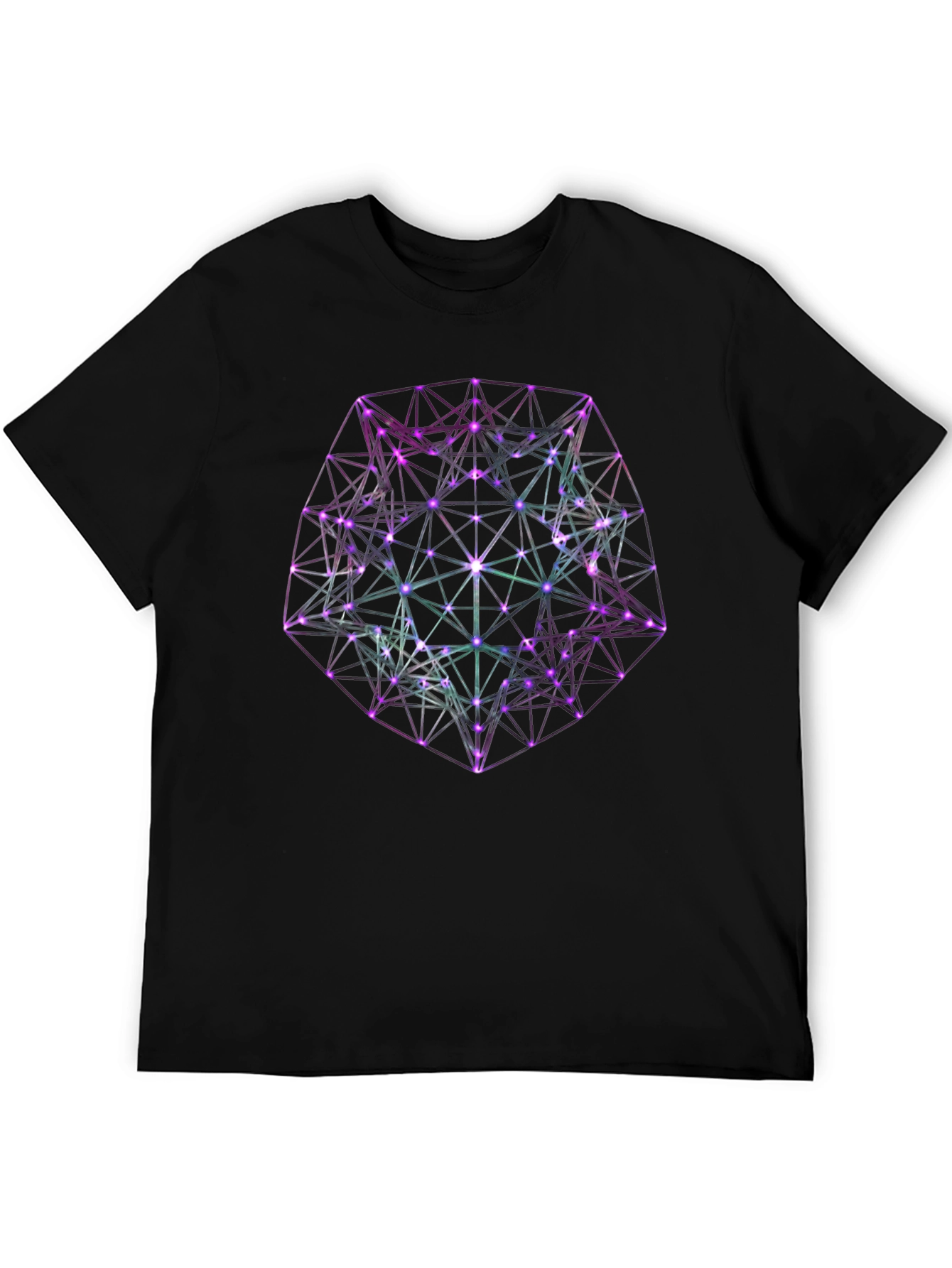 Geometric Neon Graphic Black T-Shirt