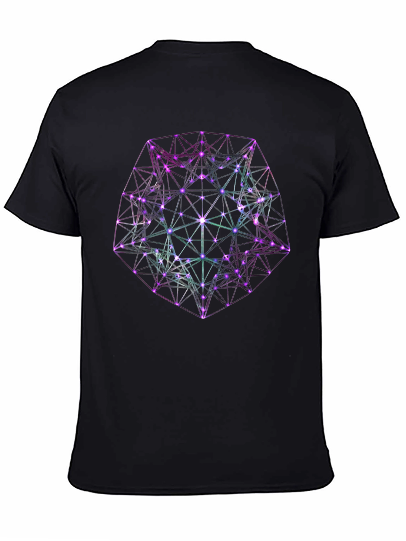 Geometric Neon Graphic Black T-Shirt