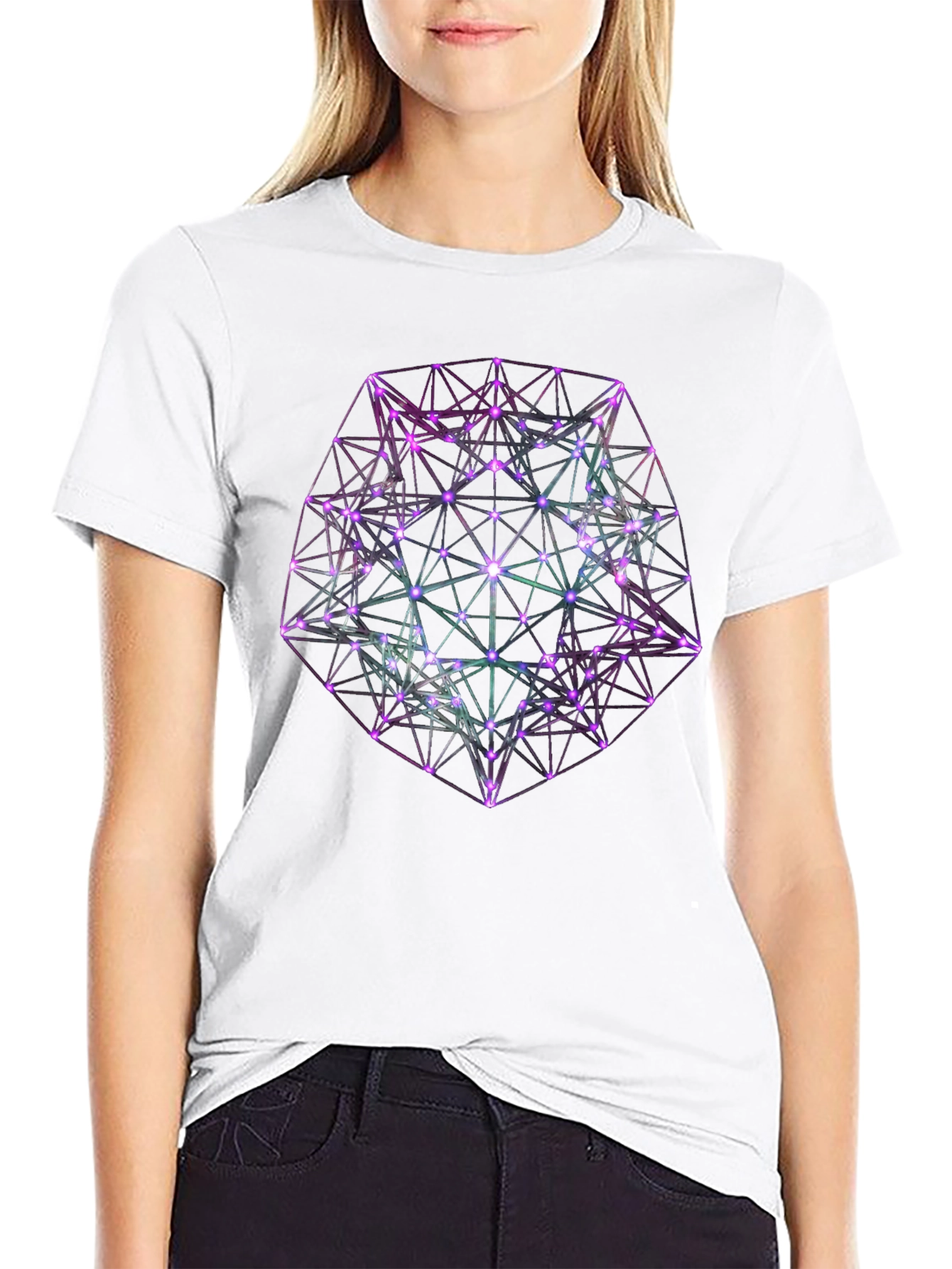 Geometric Neon Graphic Black T-Shirt