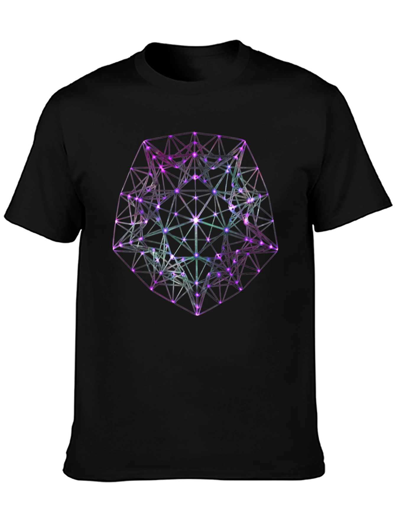 Geometric Neon Graphic Black T-Shirt