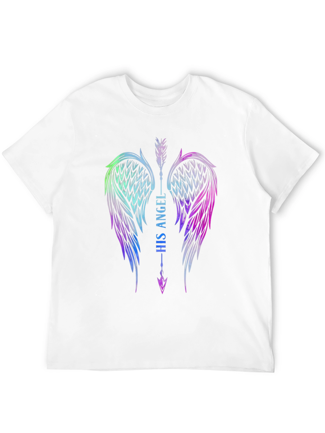 His Angel Wings Graphic Tee - Black Cotton T-Shirt