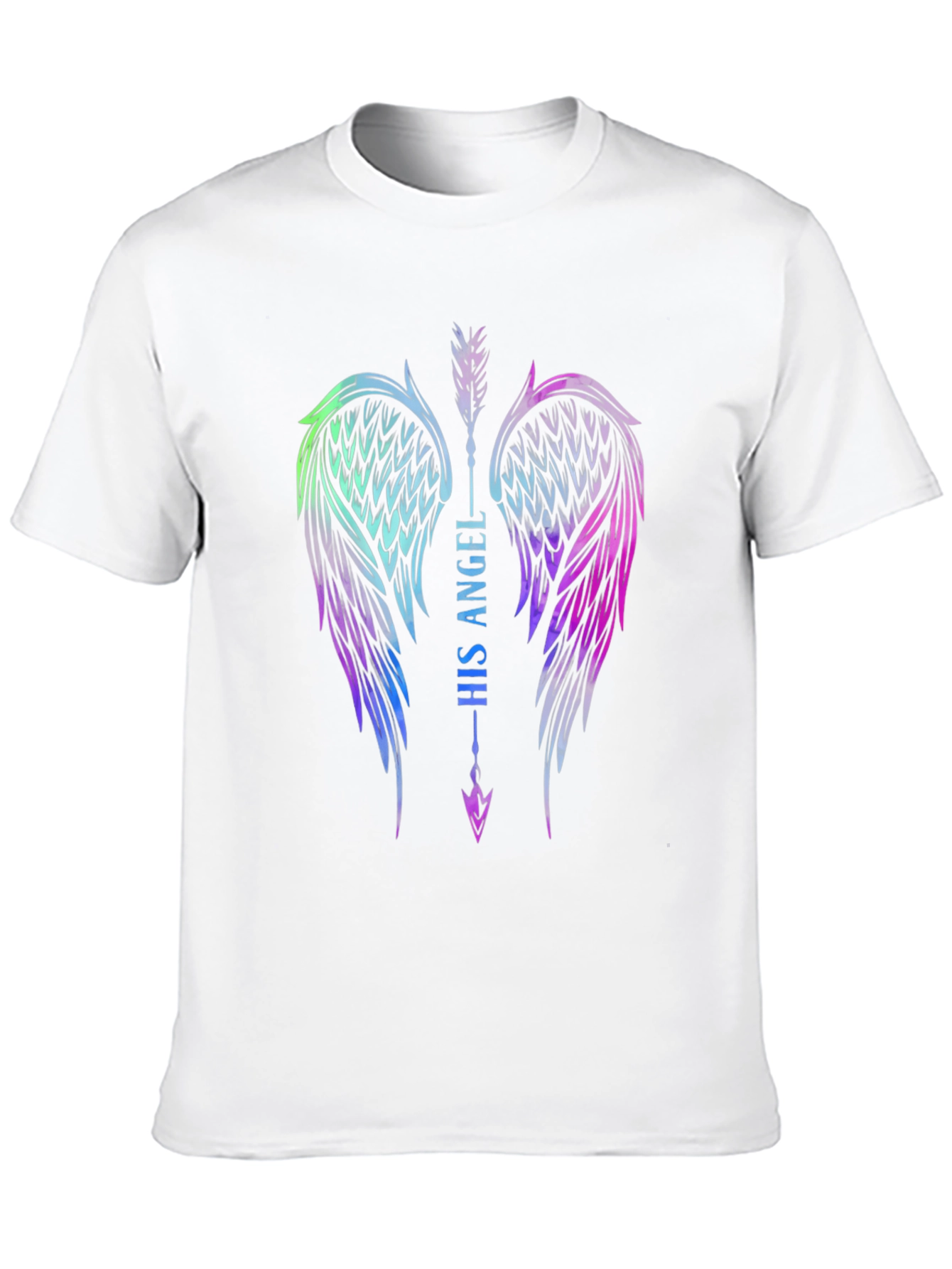 His Angel Wings Graphic Tee - Black Cotton T-Shirt