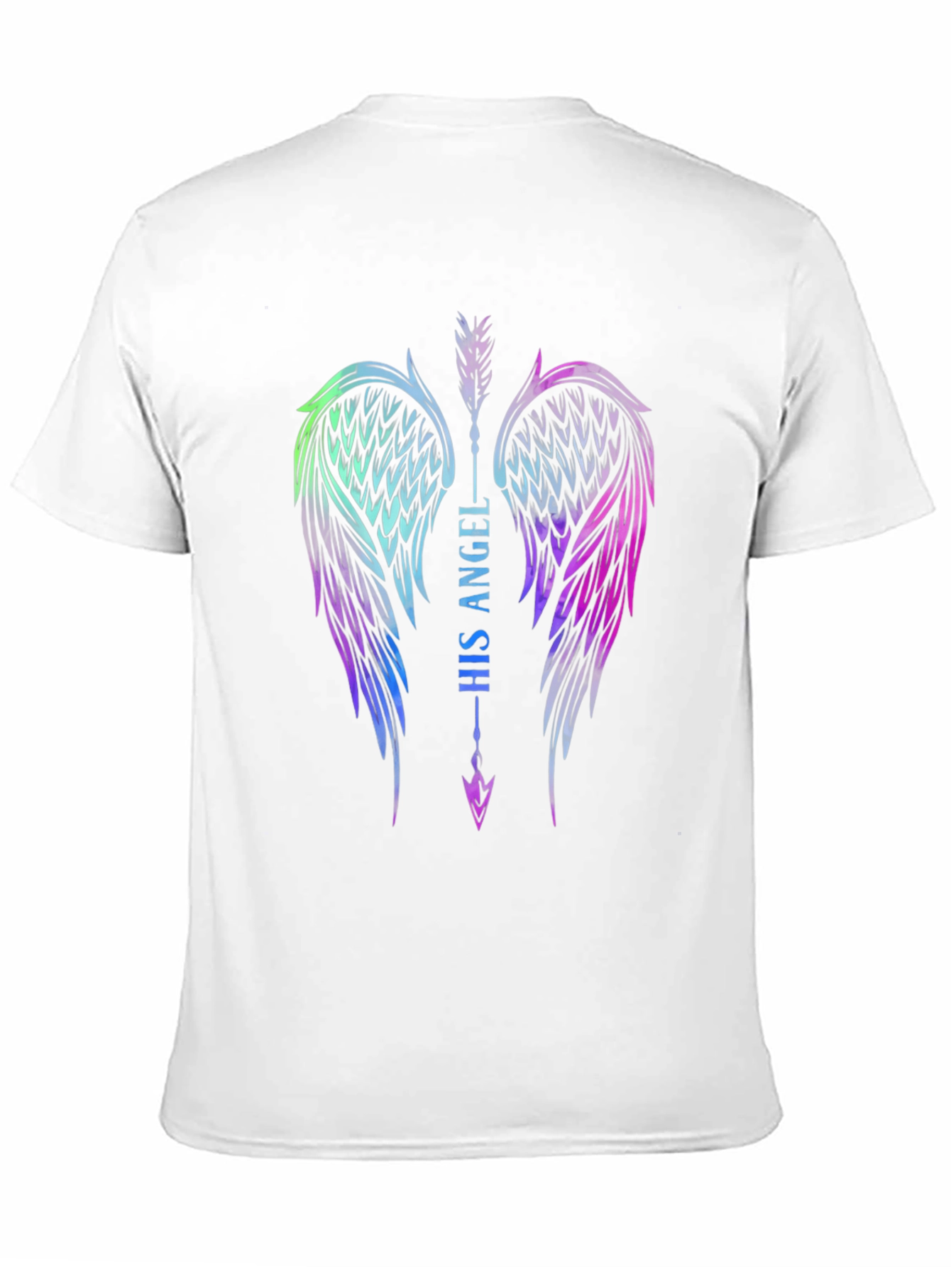 His Angel Wings Graphic Tee - Black Cotton T-Shirt