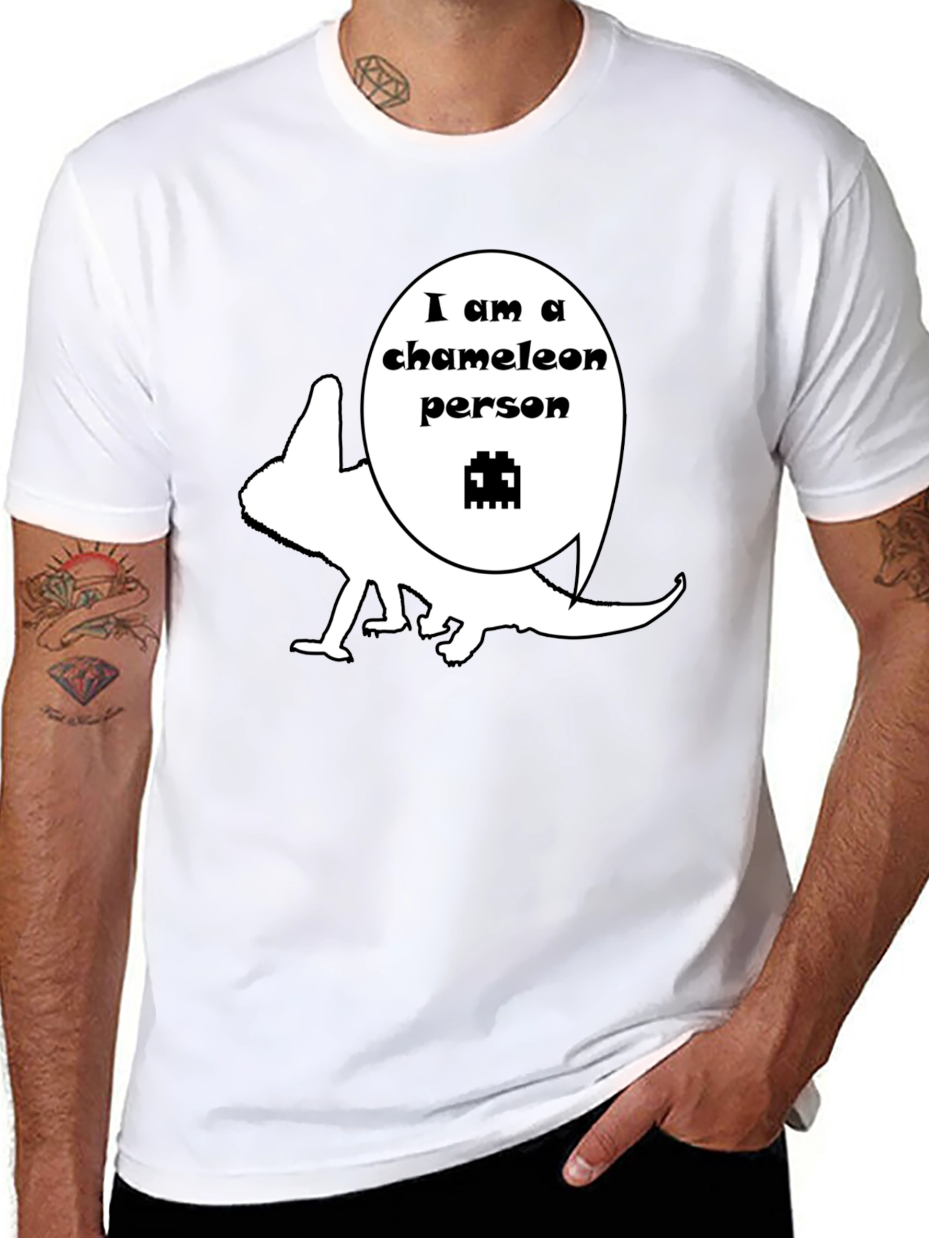 Chameleon Person Graphic T-Shirt - Unique Design