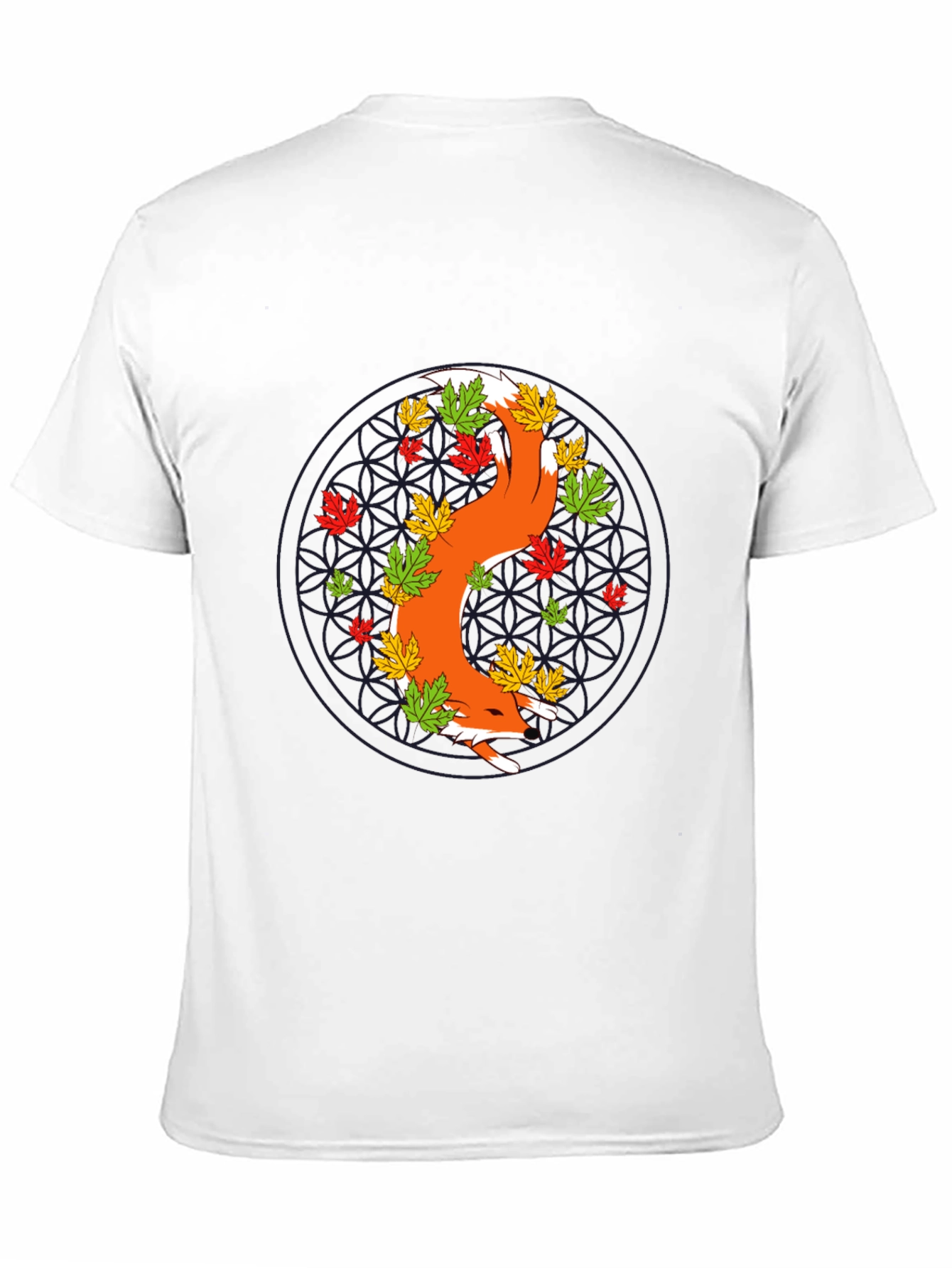 Fox and Fall Leaves Graphic Tee - Black