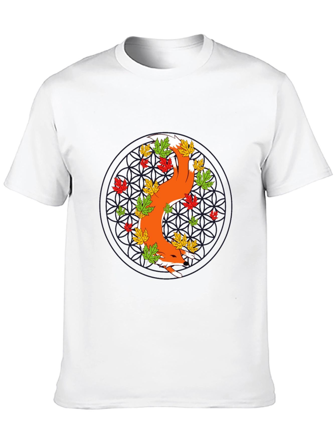 Fox and Fall Leaves Graphic Tee - Black