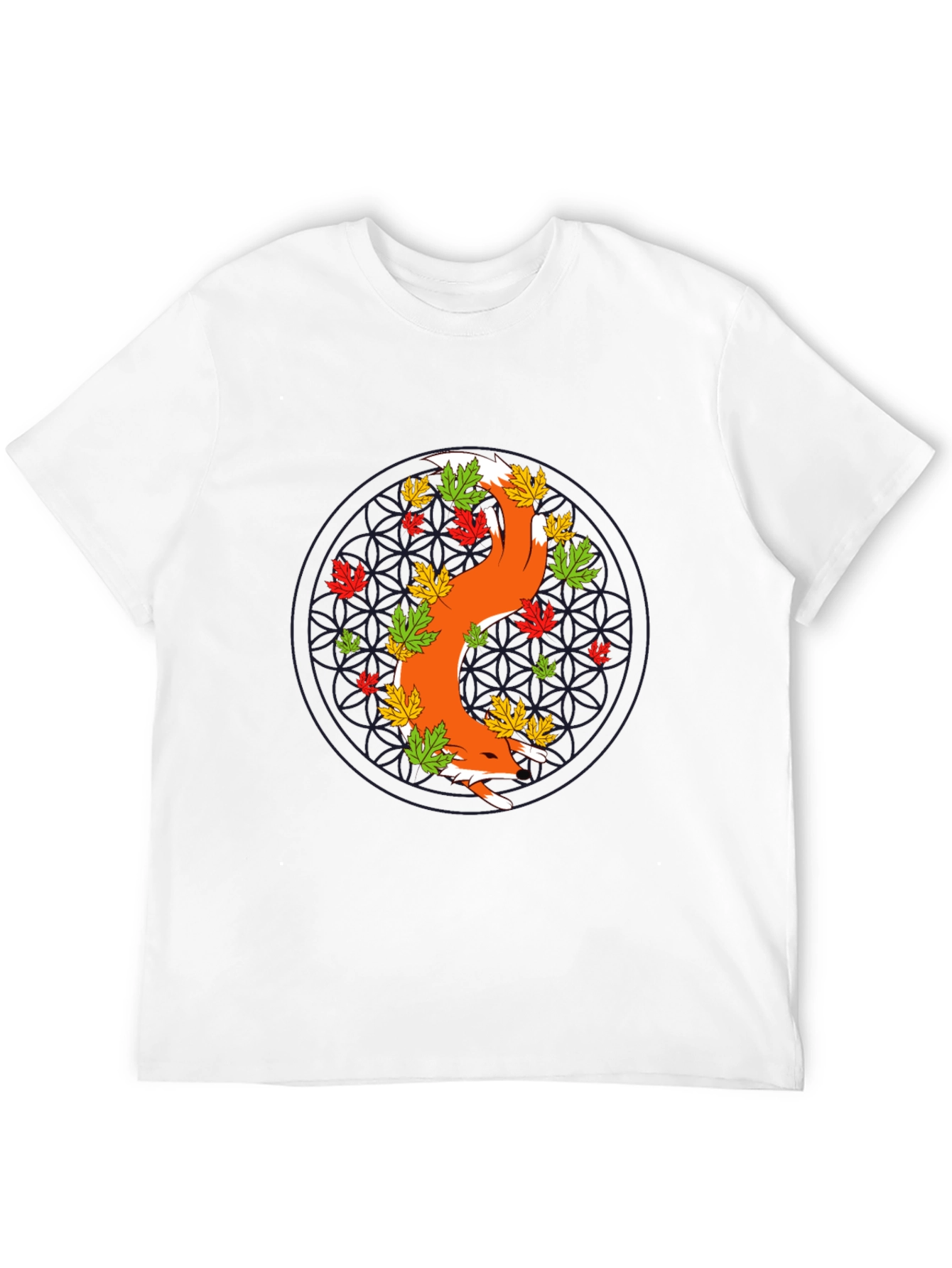 Fox and Fall Leaves Graphic Tee - Black