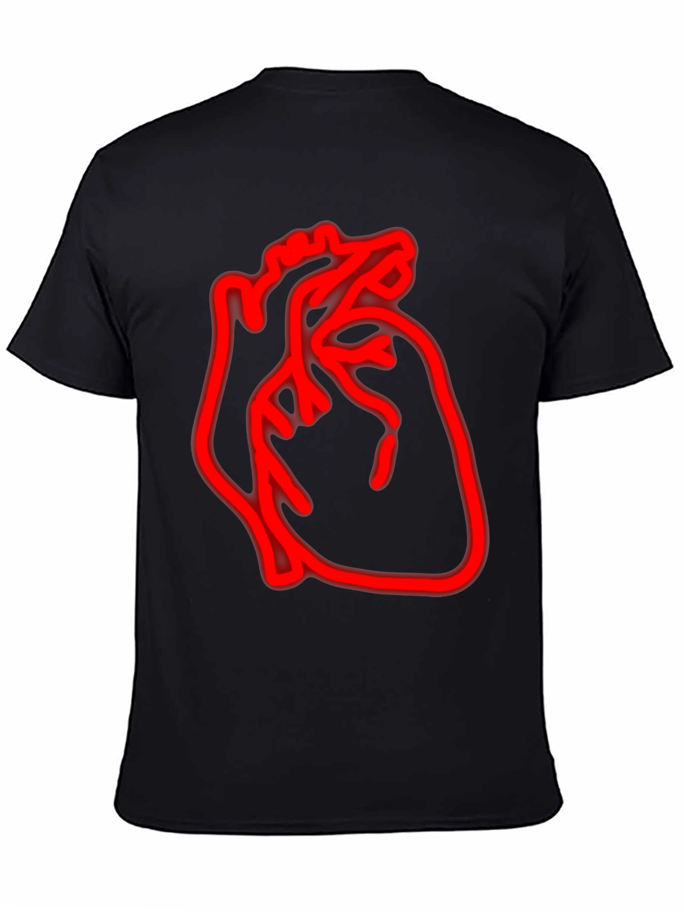 Neon Heart Graphic Black T-Shirt