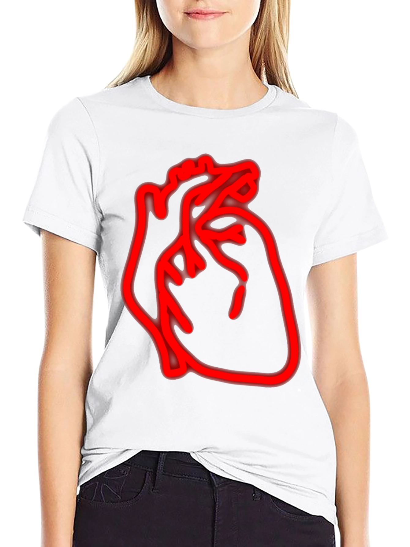 Neon Heart Graphic Black T-Shirt