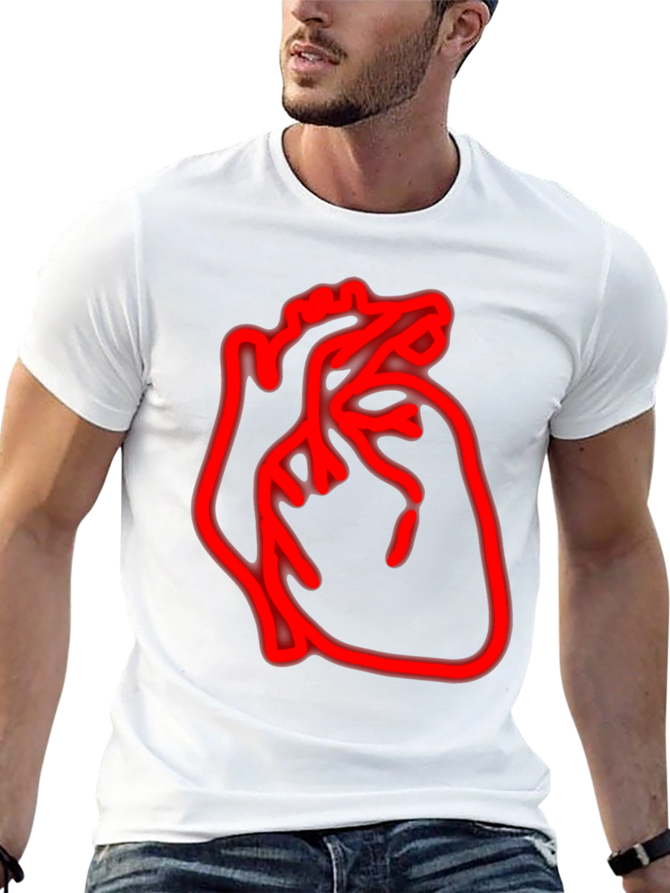 Neon Heart Graphic Black T-Shirt