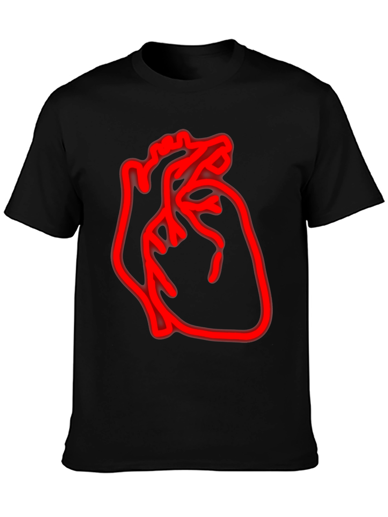 Neon Heart Graphic Black T-Shirt